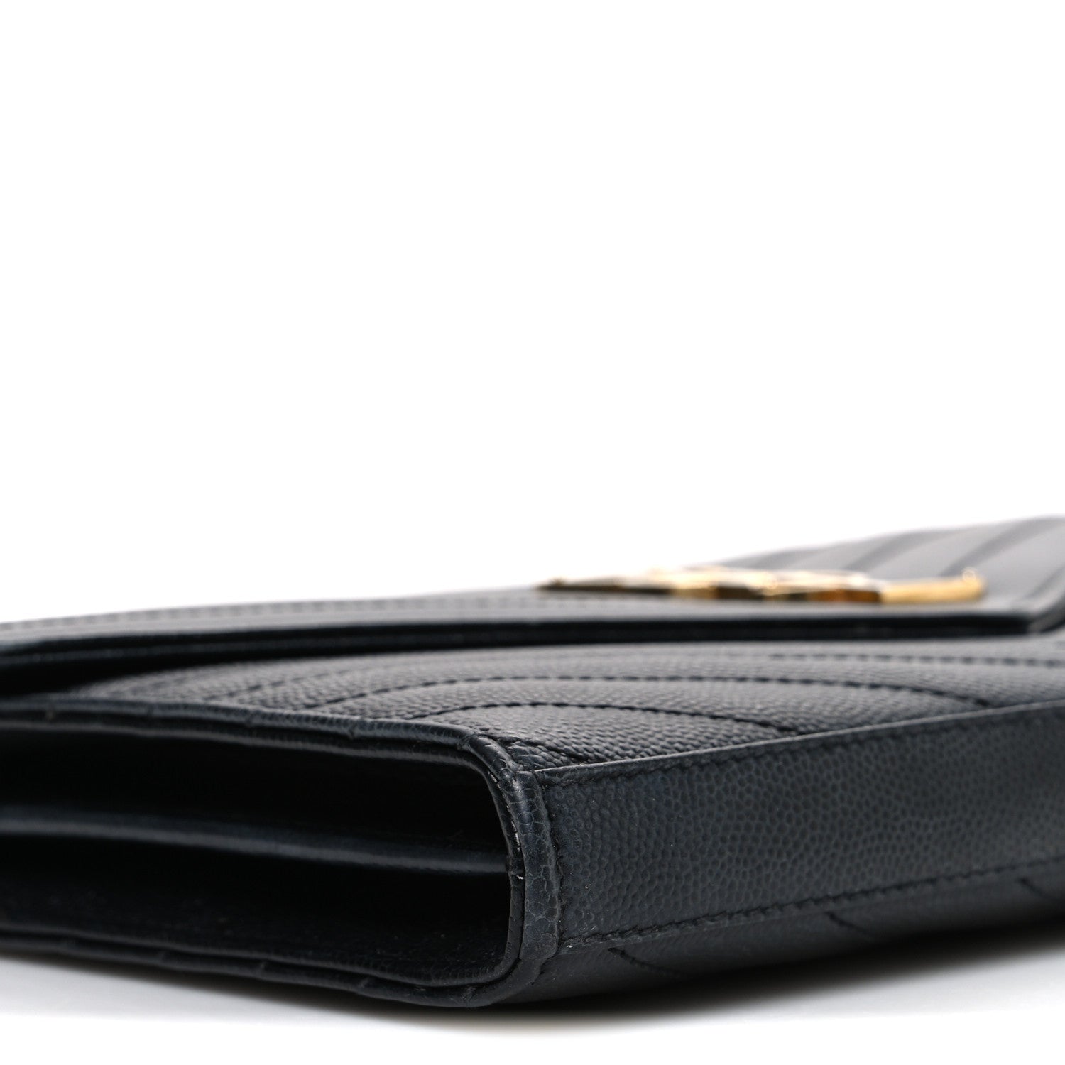 Grain De Poudre Matelasse Chevron Monogram Chain Wallet Black