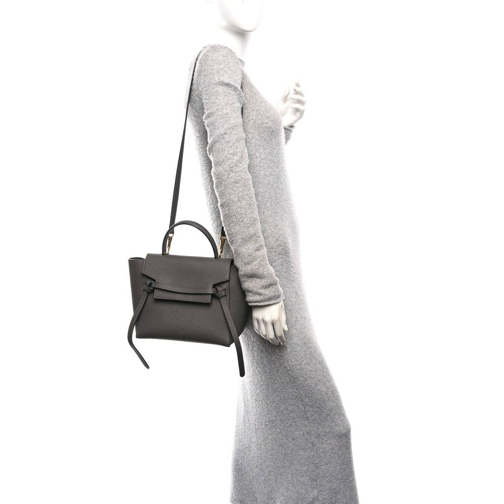 Grained Calfskin Micro Belt Bag Grey