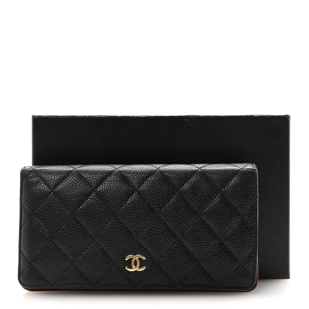 Caviar Quilted Yen Wallet Black