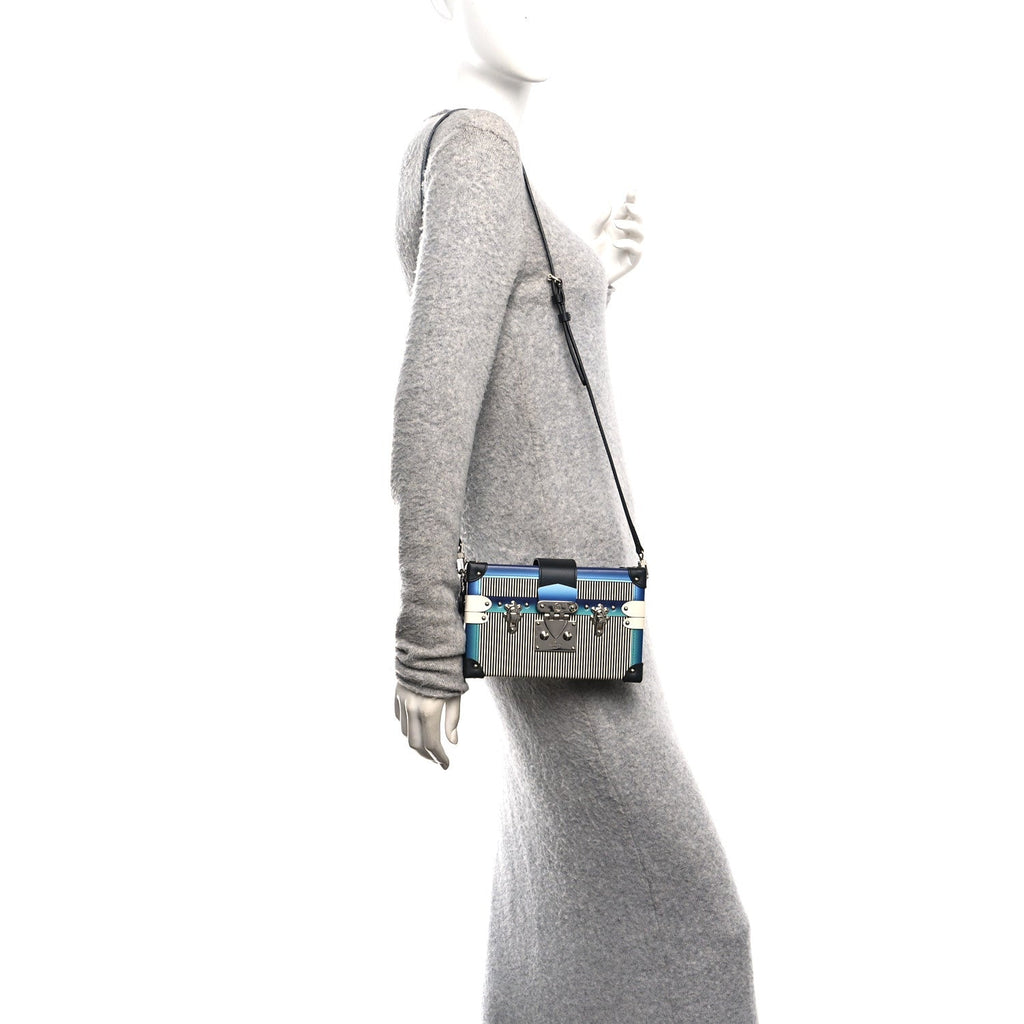 Calfskin Printed Petite Malle Blue
