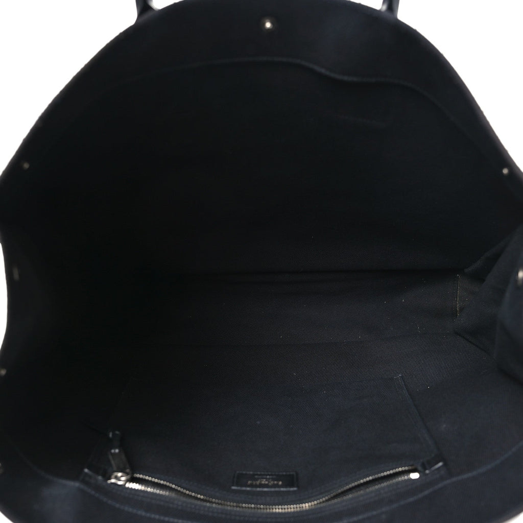 Linen Calfskin Rive Gauche Tote Black