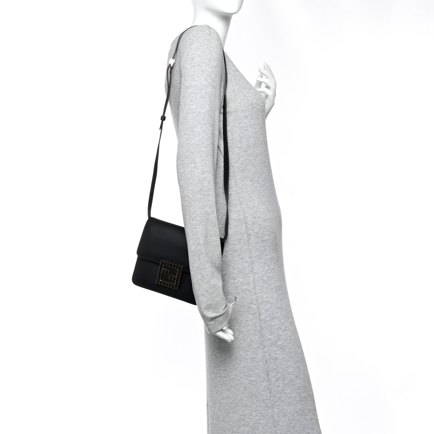 Vitello King Crystal Fab Crossbody Bag Black