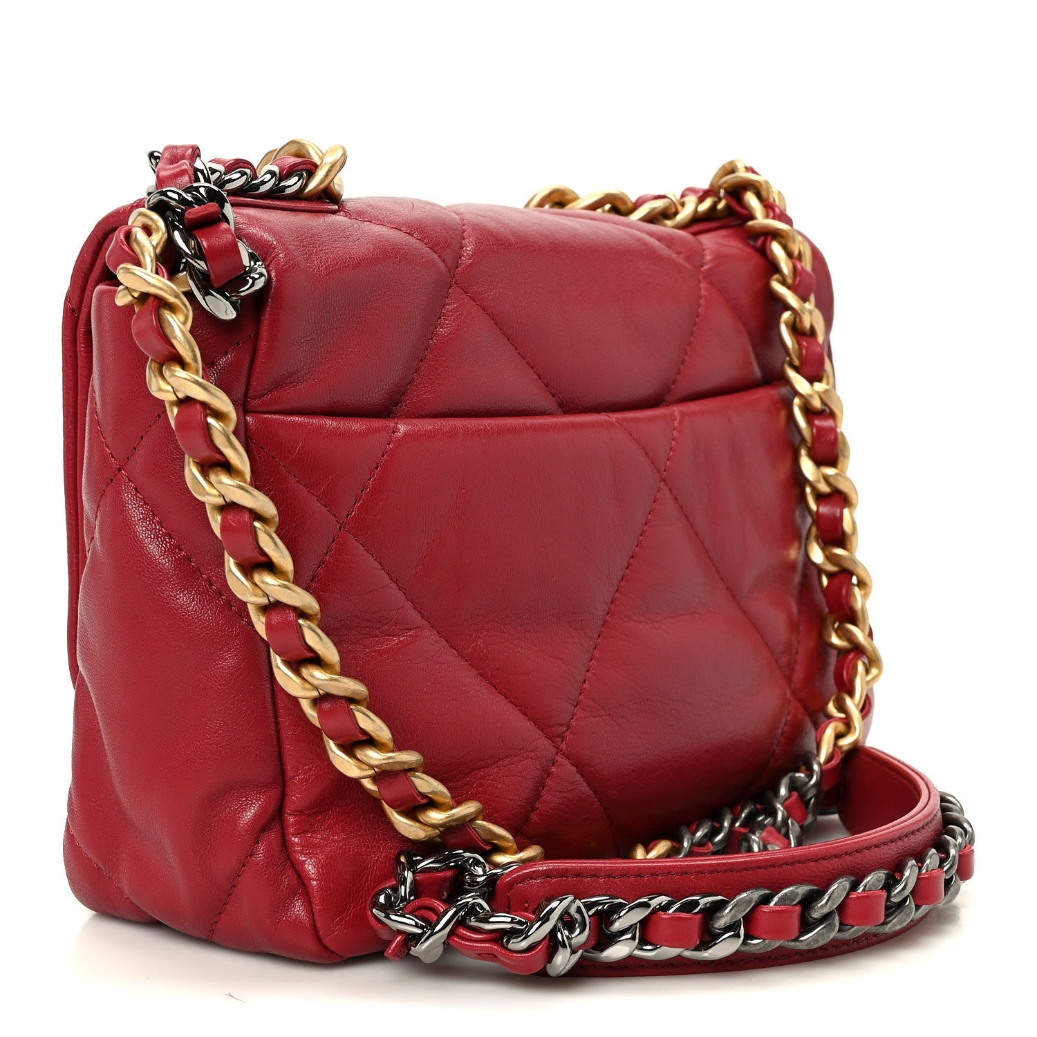 Goatskin Quilted Medium Chanel 19 Flap Red