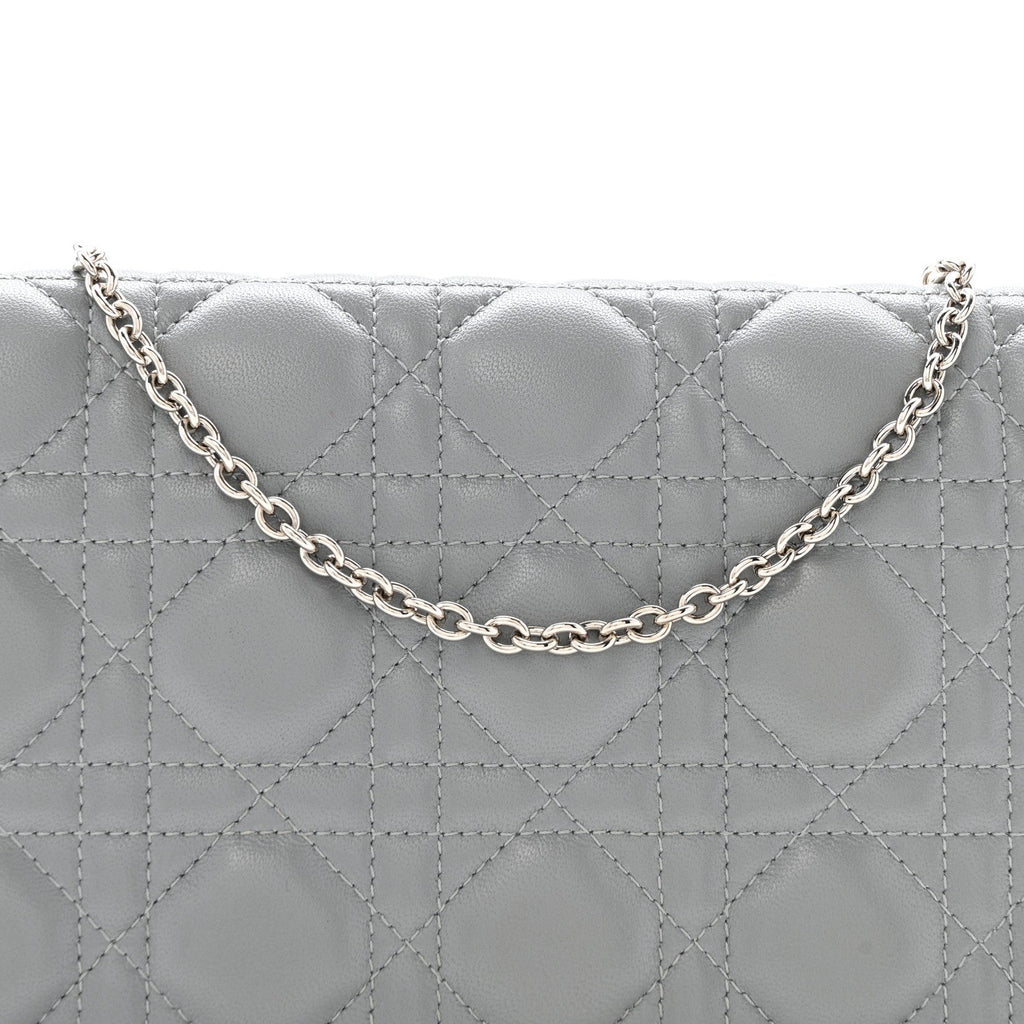 Lambskin Cannage Lady Dior Convertible Clutch Grey