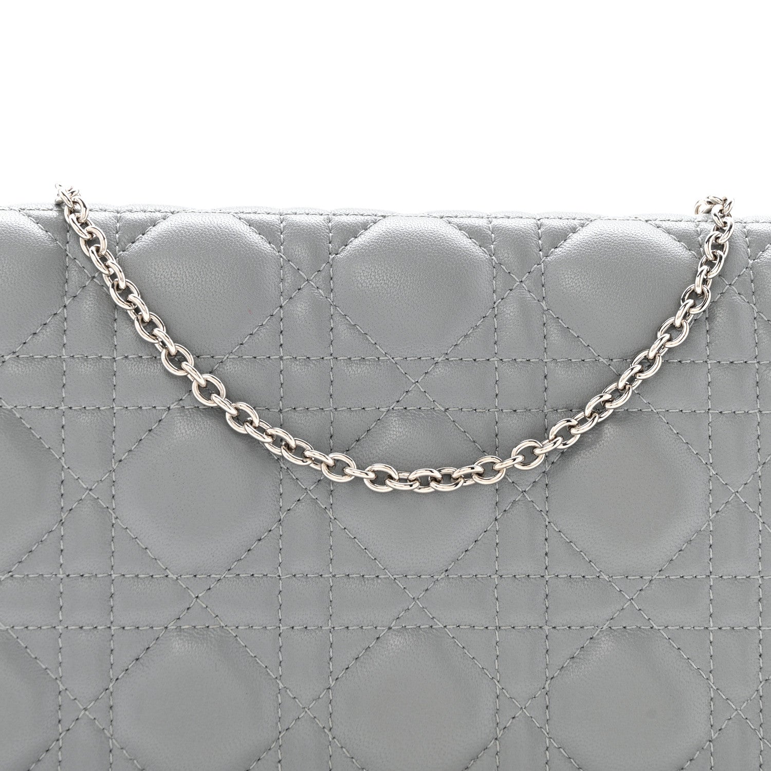 Lambskin Cannage Lady Dior Convertible Clutch Grey