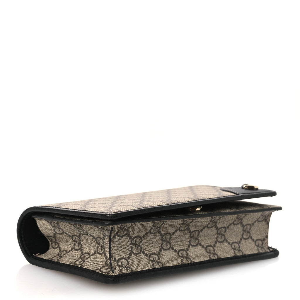 GG Emblem Monogram Wallet With Strap Beige Ebony Black