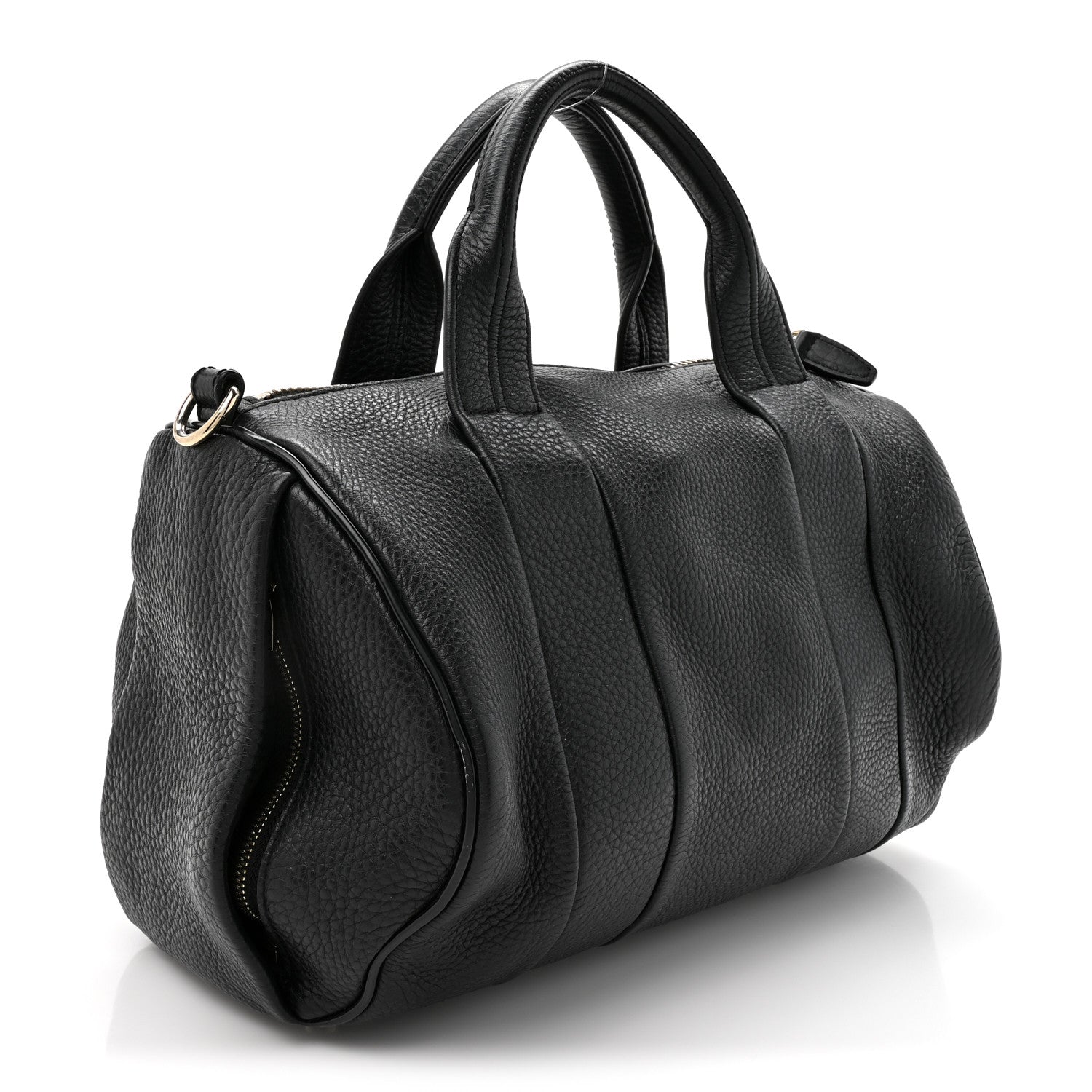 Pebbled Lambskin Rocco Black Pale Gold Hardware