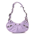 Extra Supple Calfskin Crocodile Embossed Le Cagole Shoulder Bag XS Lilac