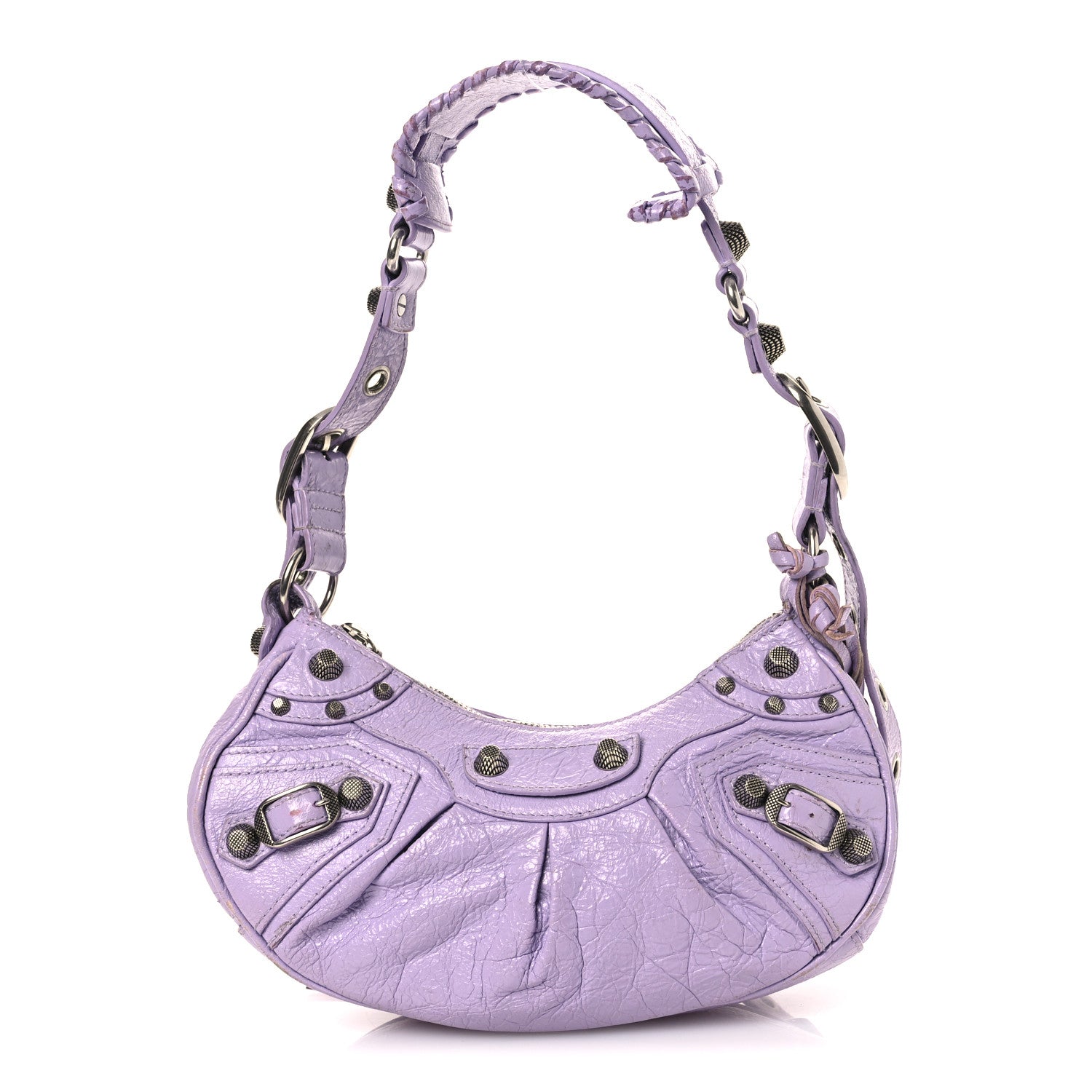 Extra Supple Calfskin Crocodile Embossed Le Cagole Shoulder Bag XS Lilac