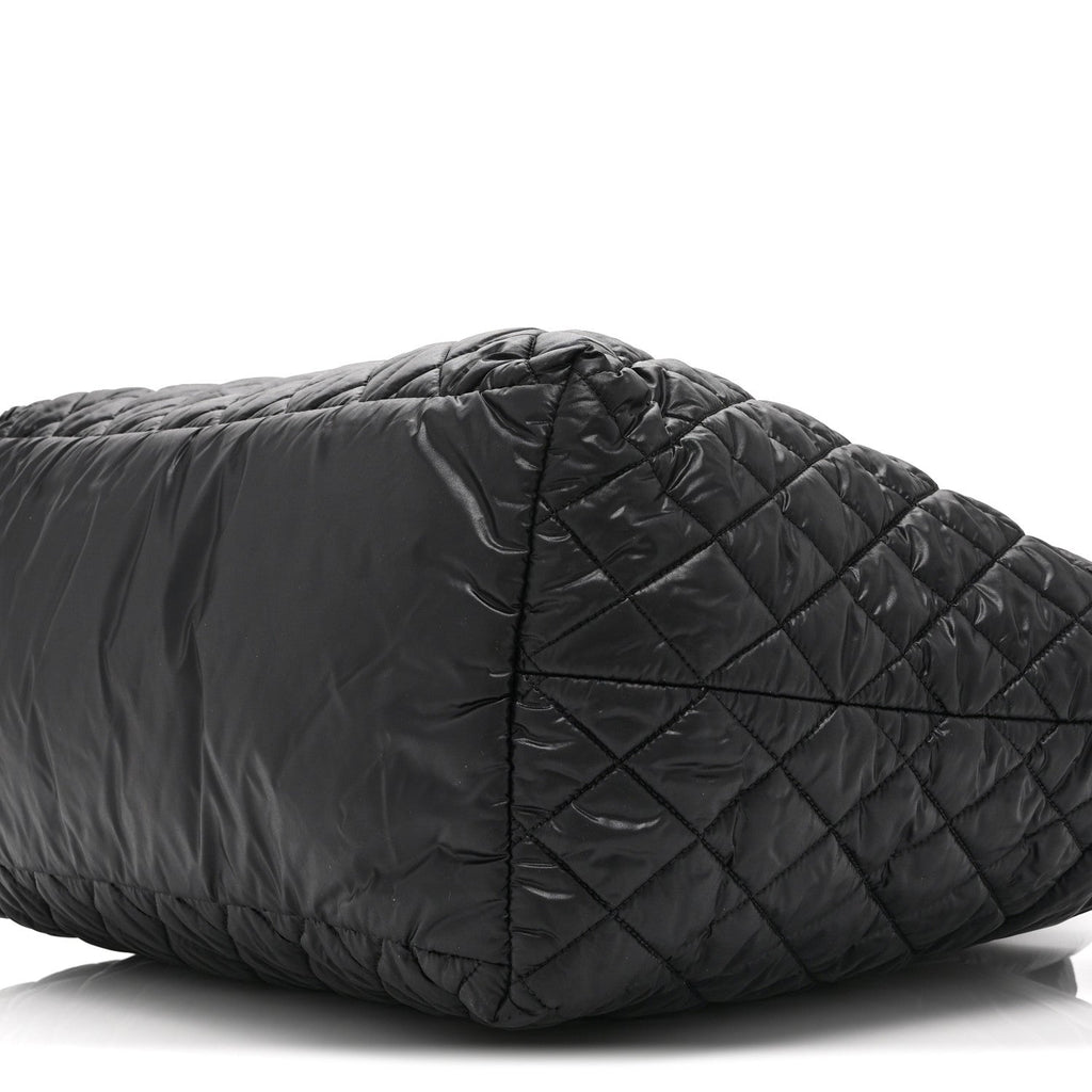Nylon Quilted Large Coco Cocoon Tote Black