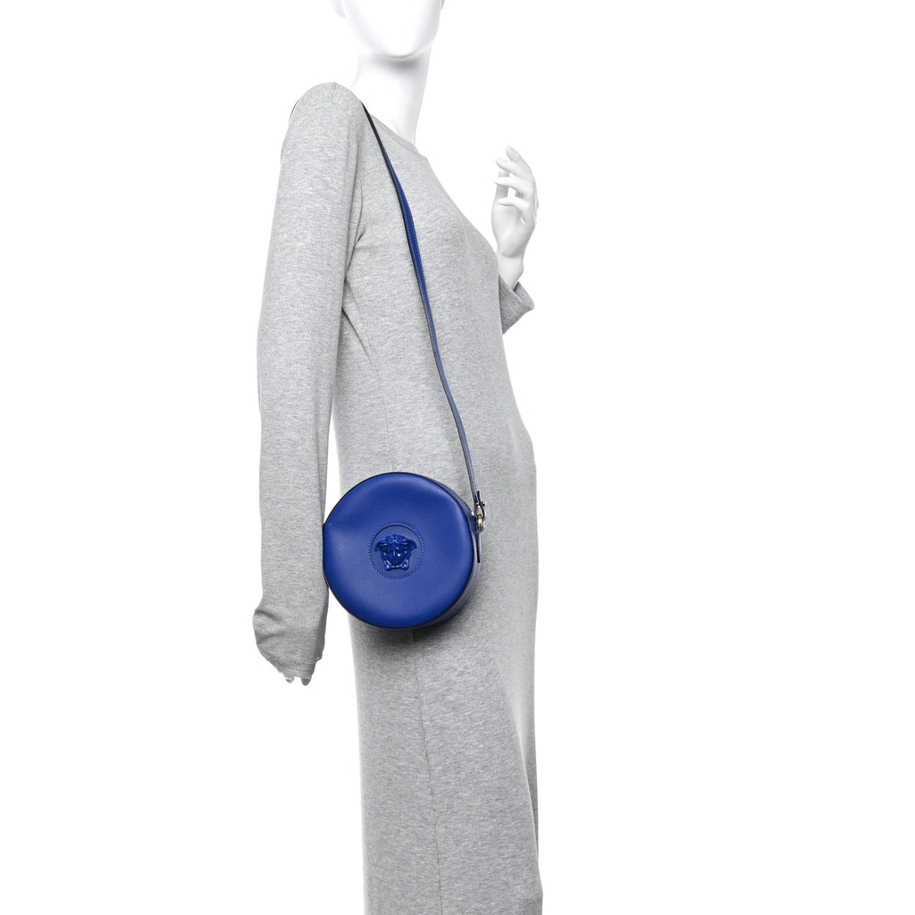 Calfskin La Medusa Round Camera Bag Blue