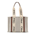 Cotton Calfskin Medium Woody Ribbon Tote White Brown