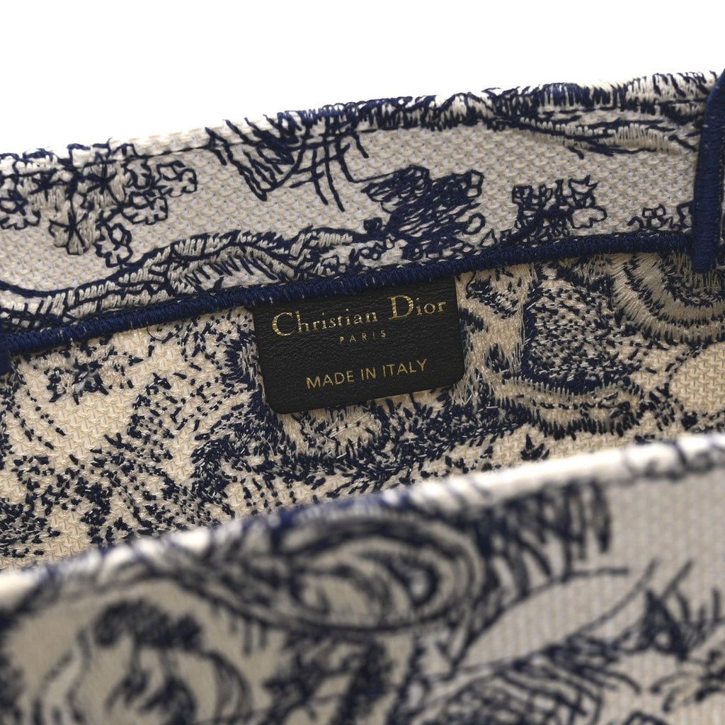 Canvas Embroidered Medium Dioriviera Toile De Jouy Book Tote Blue