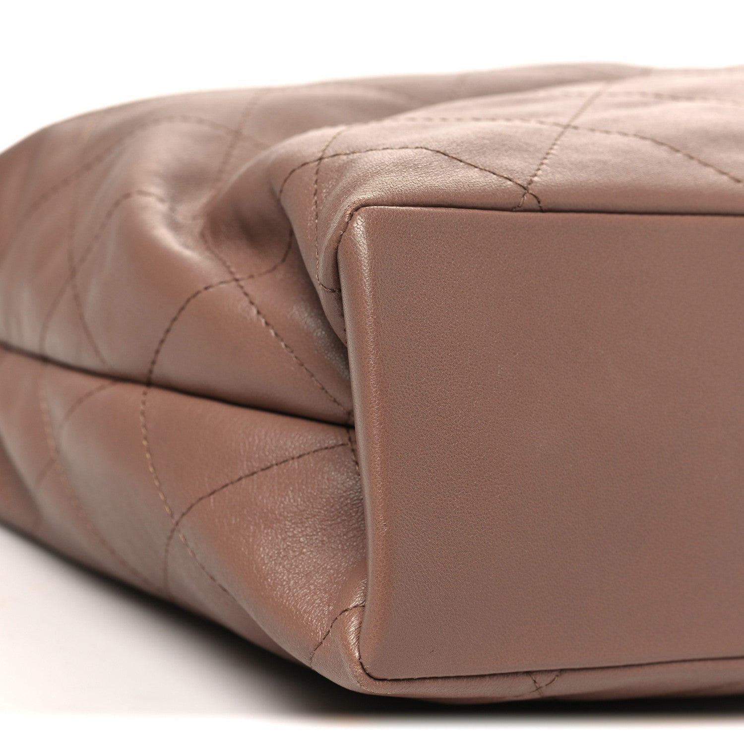 Shiny Lambskin Quilted Maxi Hobo Brown