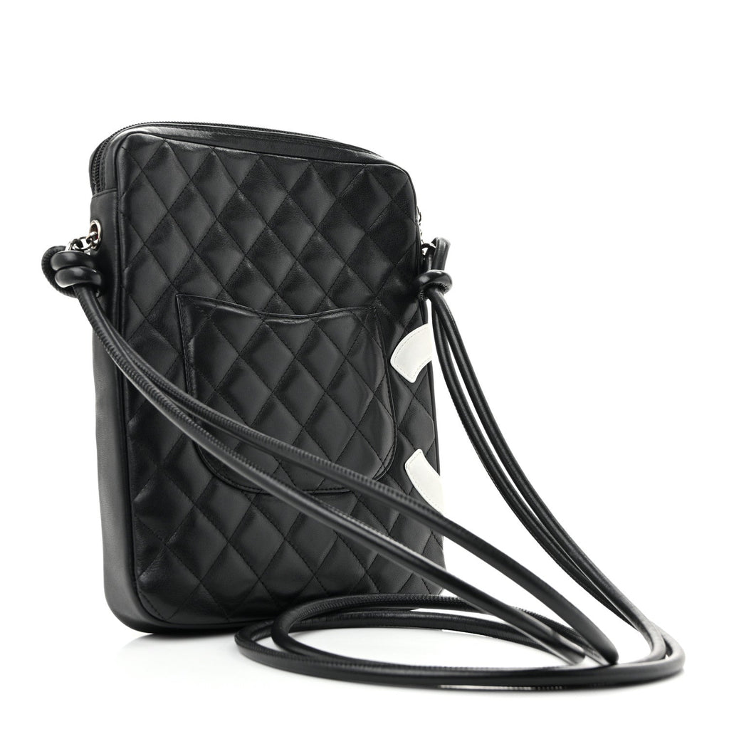 Calfskin Quilted Medium Cambon Messenger Black White