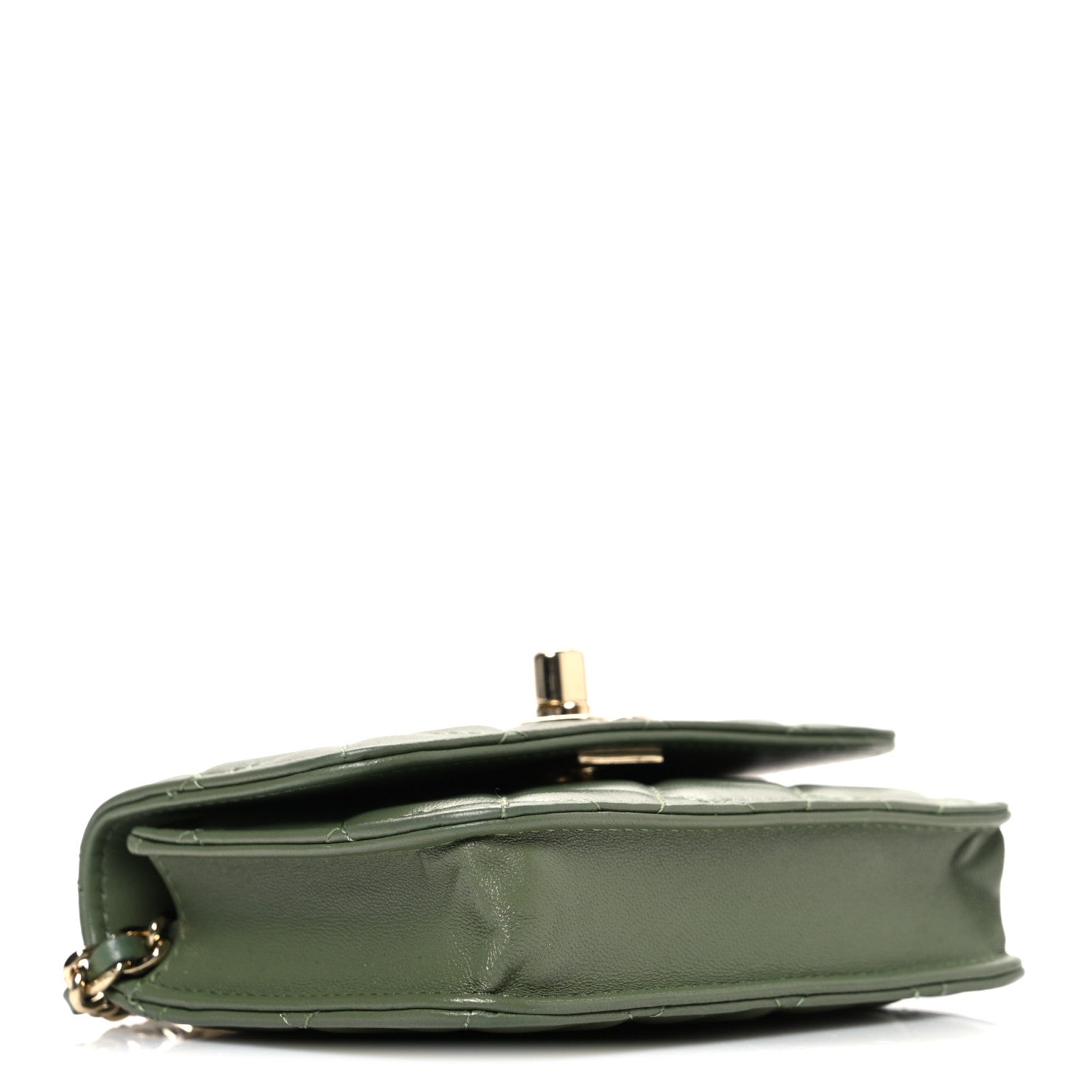 Lambskin Quilted Trendy CC  Holder On Chain Green