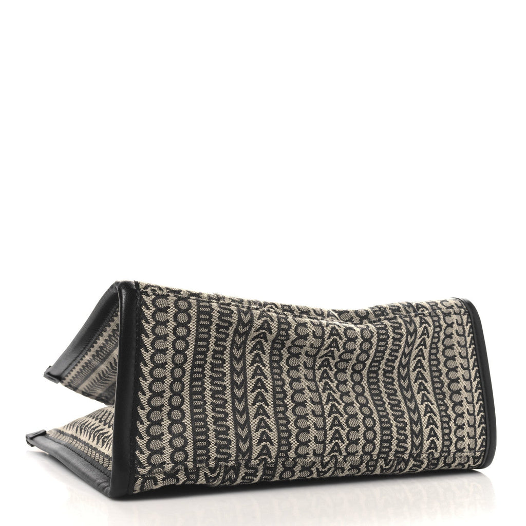Cotton Jacquard Monogram Medium The Traveler Tote Bag Beige Multicolor