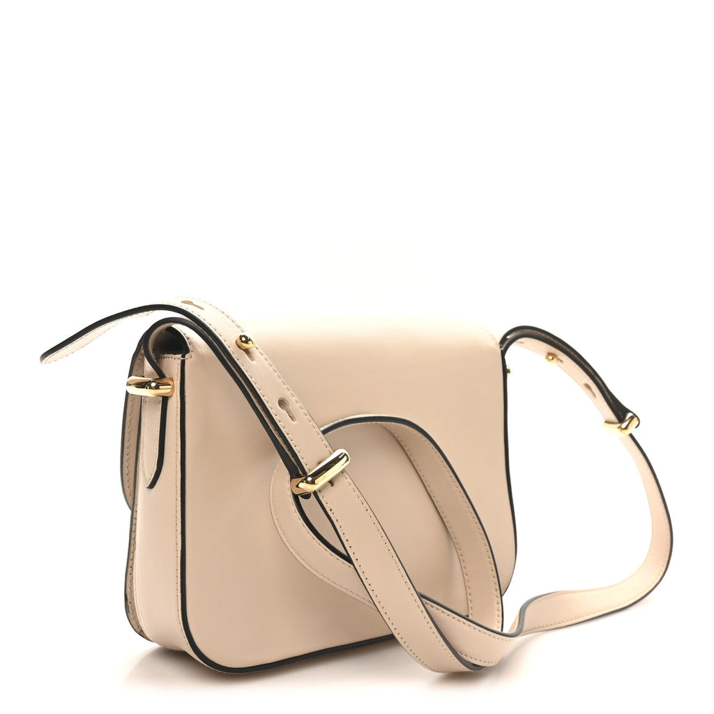 Box Calfskin Triangle Embleme Flap Shoulder Bag Sabbia