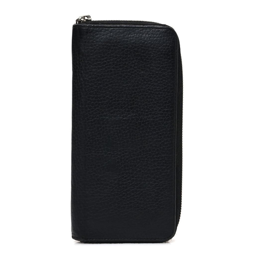 Taurillon Vertical Zippy Wallet Black