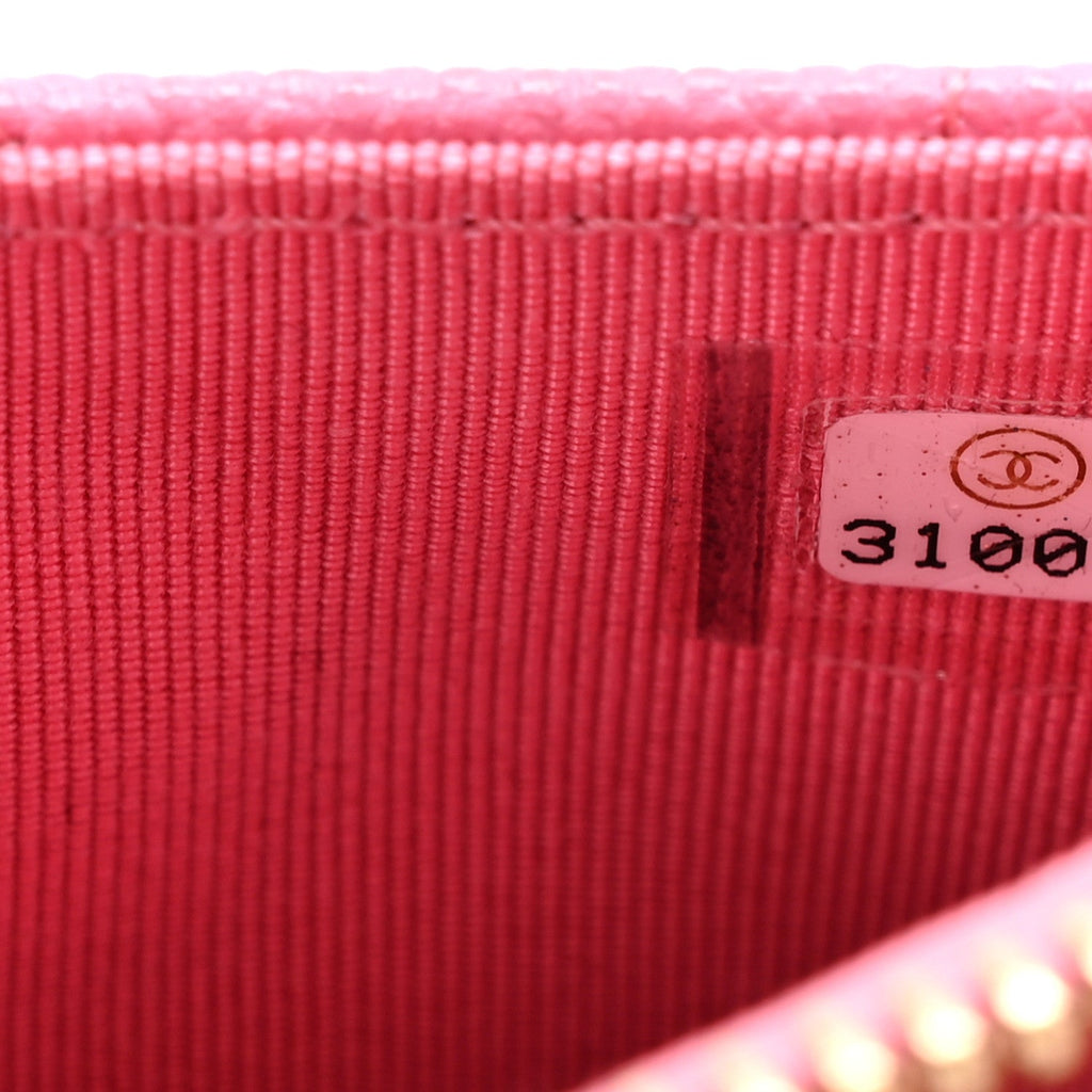 Caviar Quilted CC Zip  Holder Pink