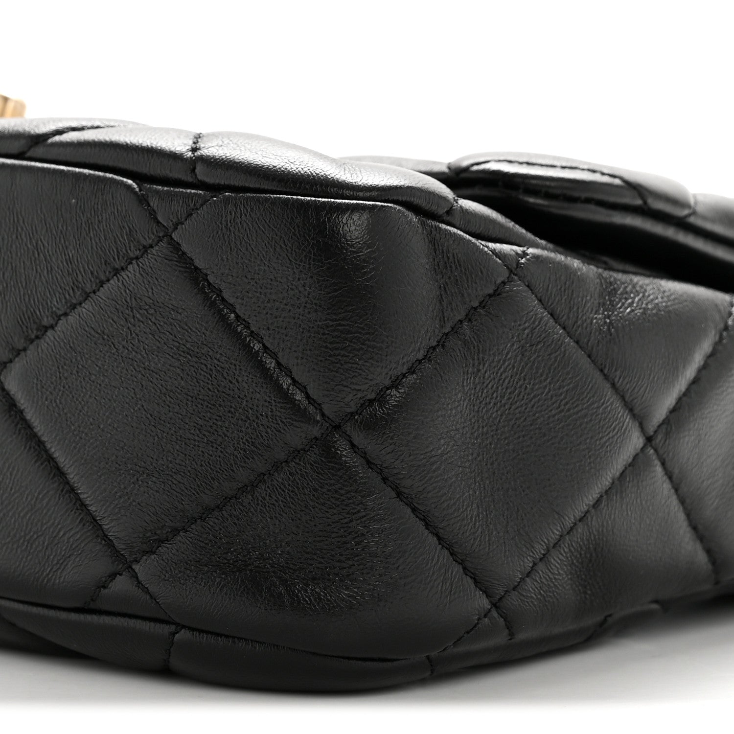 Lambskin Quilted Small Lacquered Chain Flap Black