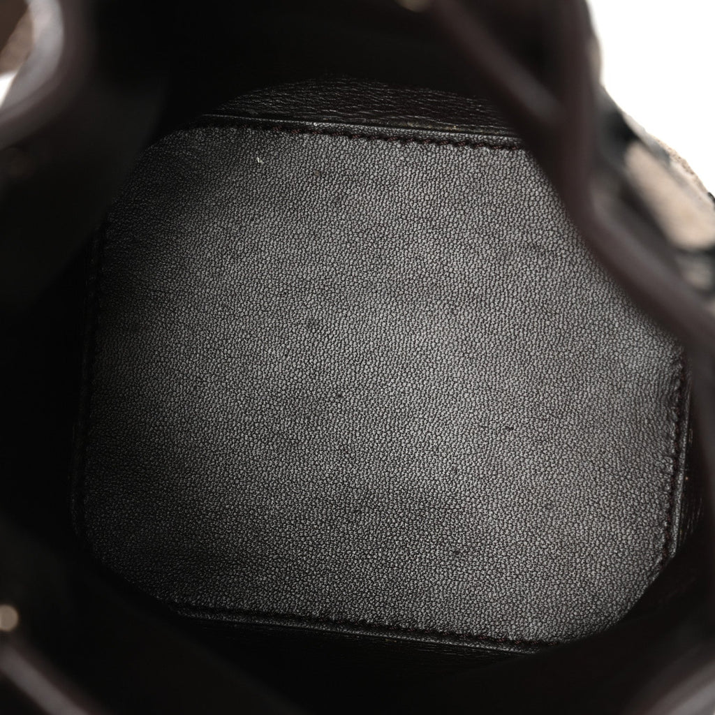 Toile Iconographe Nappa Mini Vlogo Signature Bucket Bag Naturale Black Fondant