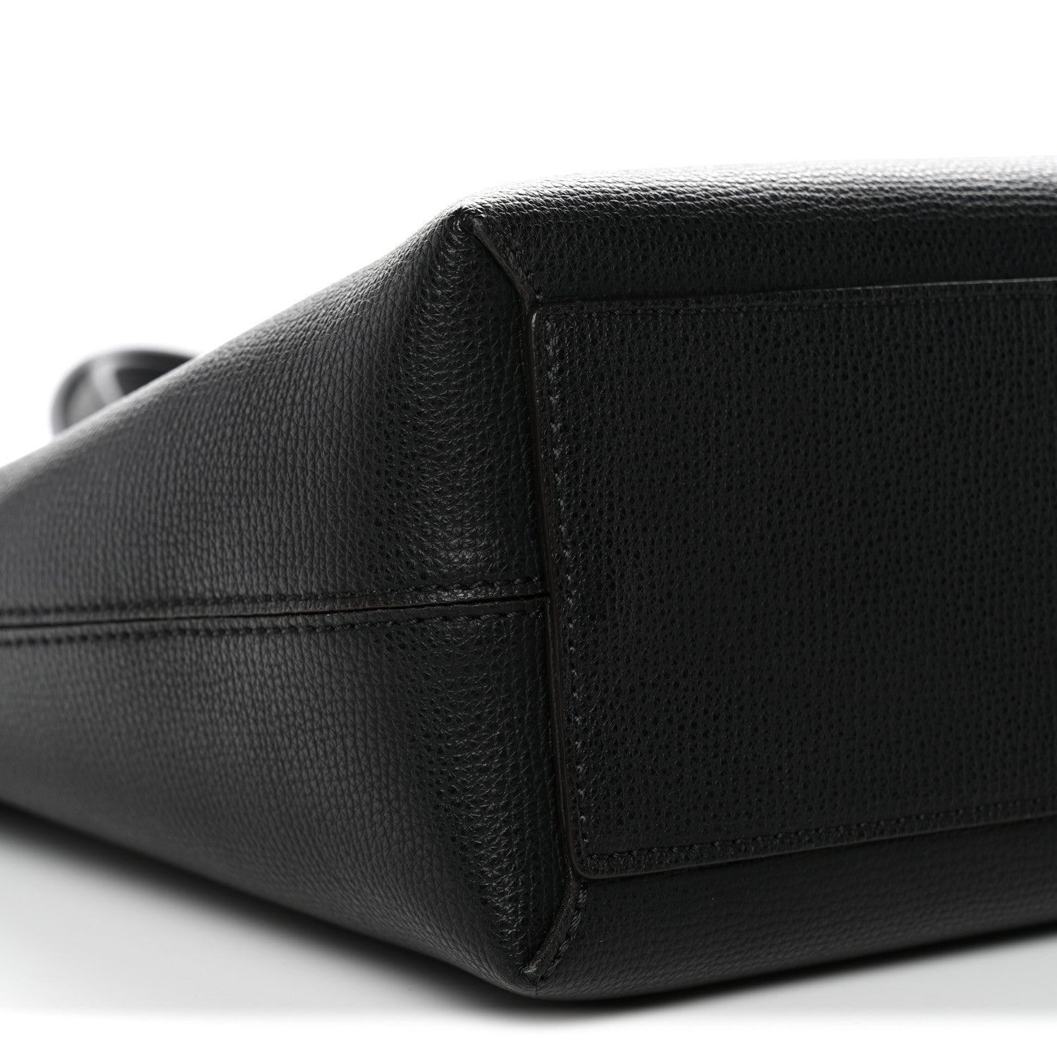 Grainy Calfskin Haymarket Check Small Reversible Tote Black