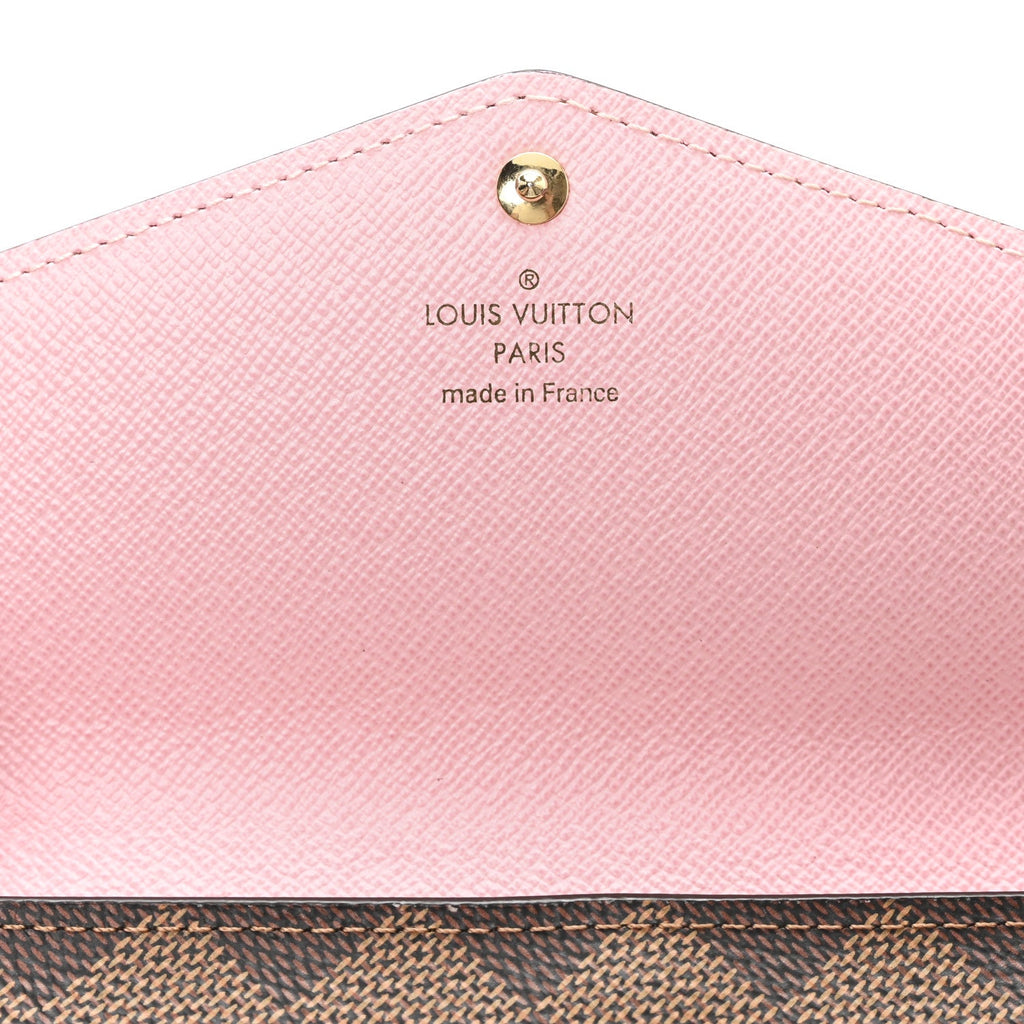 Damier Ebene Studded Sarah Wallet NM Rose Ballerine