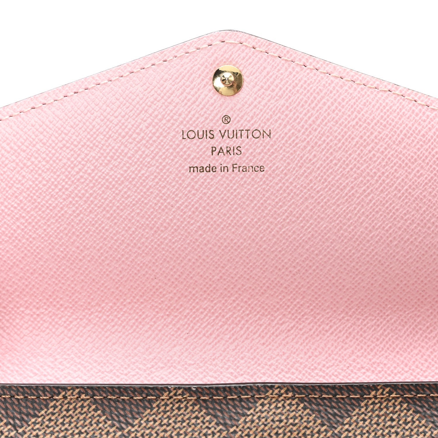 Damier Ebene Studded Sarah Wallet NM Rose Ballerine