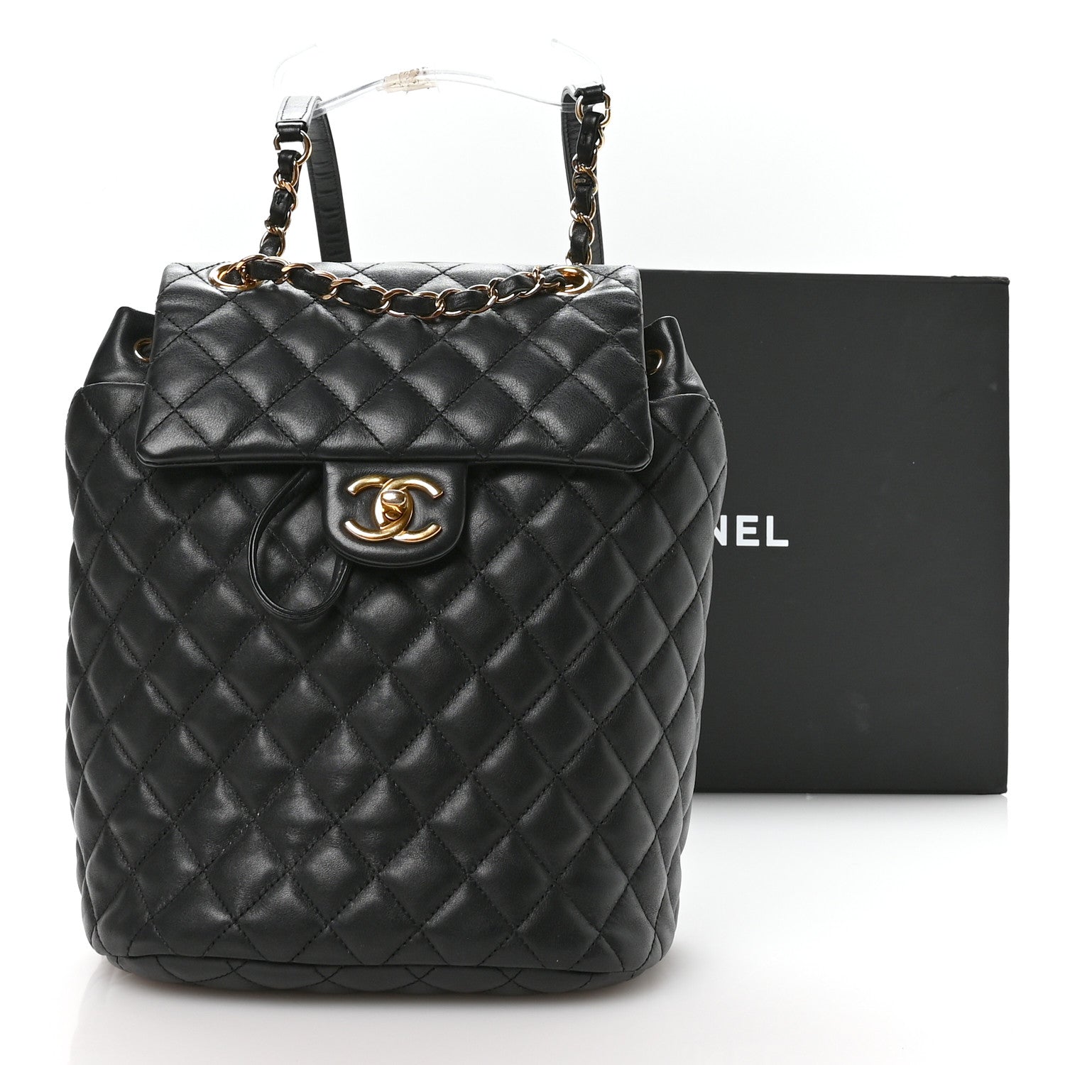 Lambskin Quilted Small Urban Spirit Backpack Black