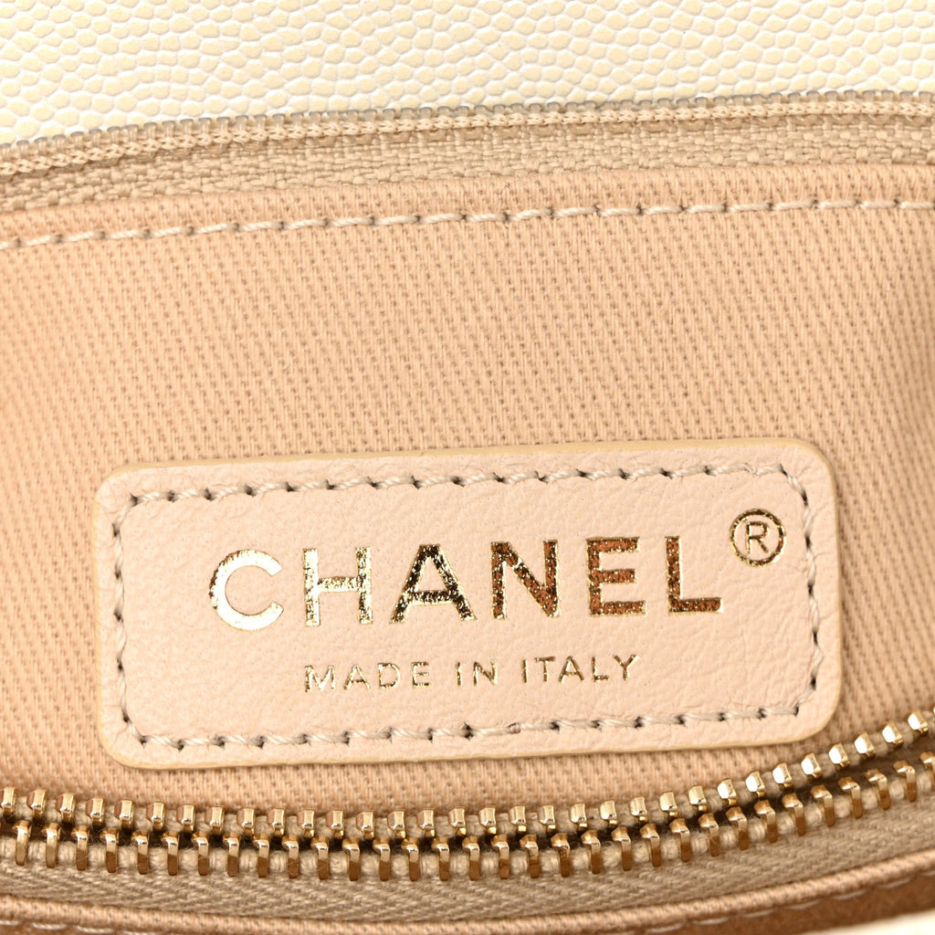 Iridescent Caviar Quilted Small Coco Handle Flap White