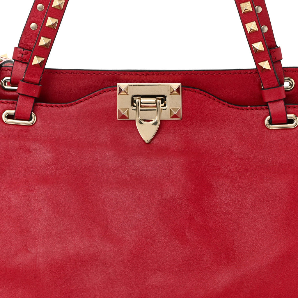 Vitello Medium Rockstud Tote Rosso Valentino