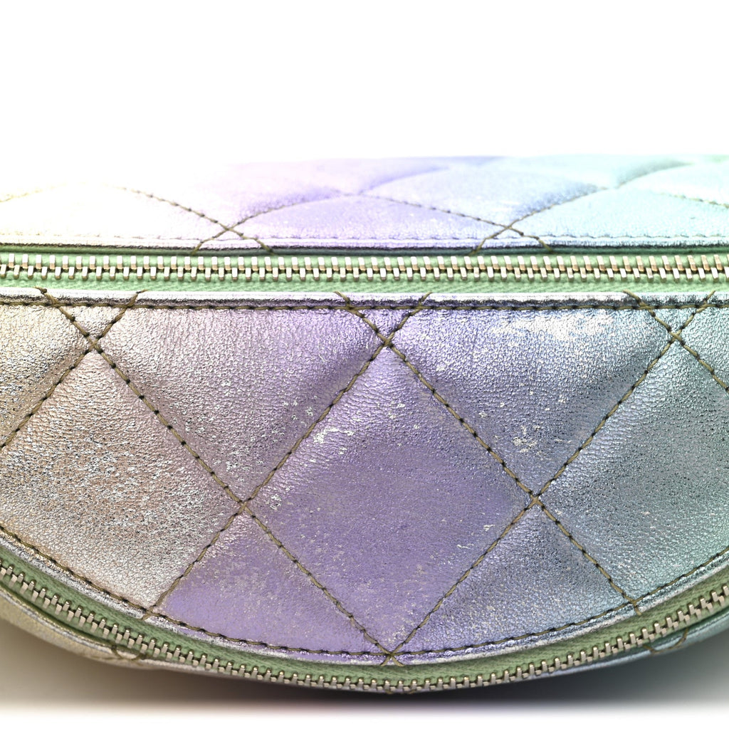 Gradient Metallic Lambskin Quilted Walking Mood Waist Bag Fanny Pack Pink Purple Green