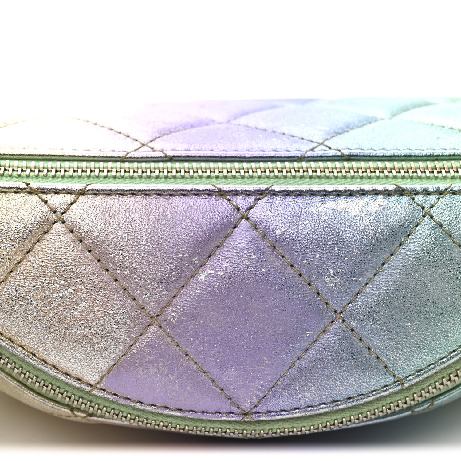 Gradient Metallic Lambskin Quilted Walking Mood Waist Bag Fanny Pack Pink Purple Green
