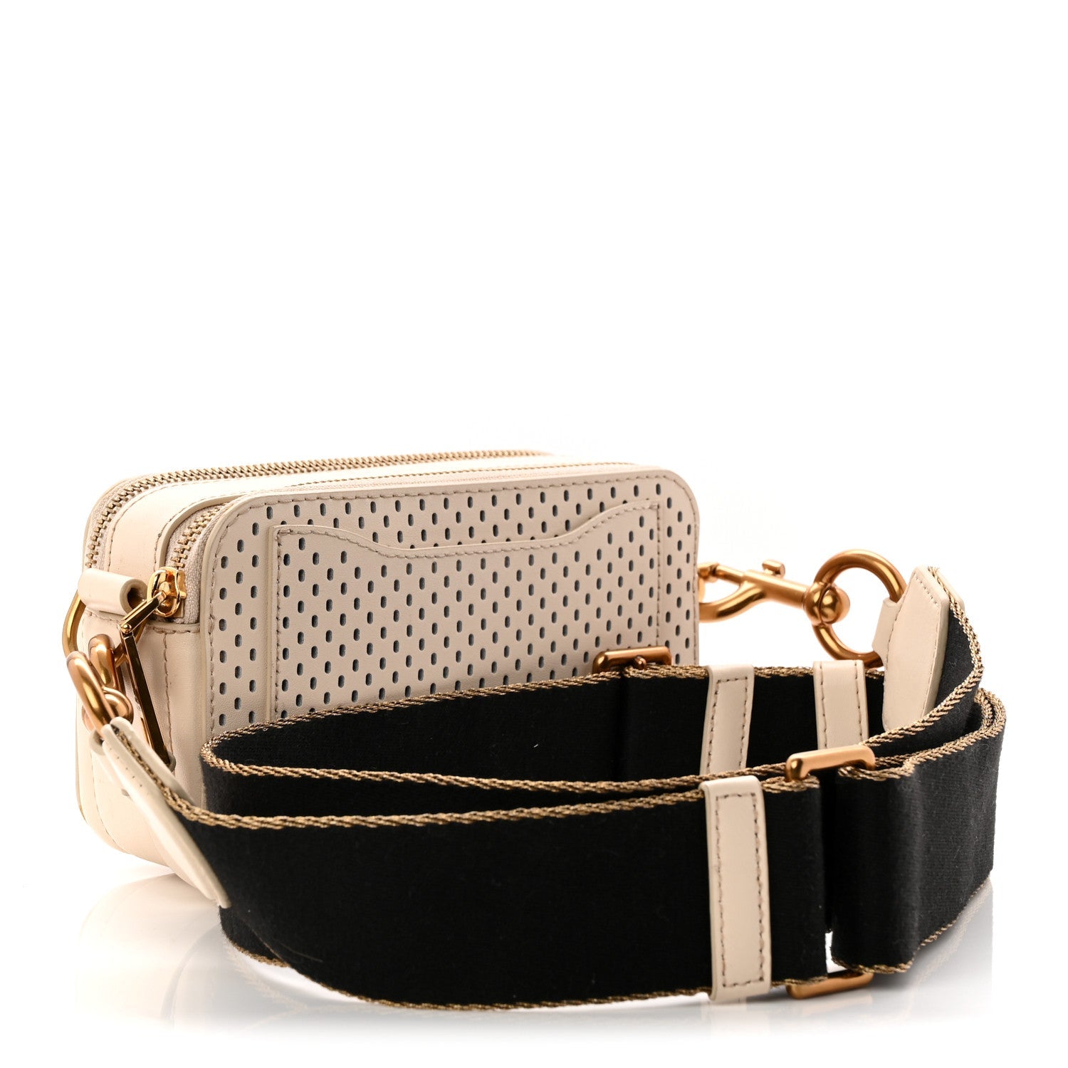 Perforated Calfskin Small Snapshot Camera Bag Tapioca