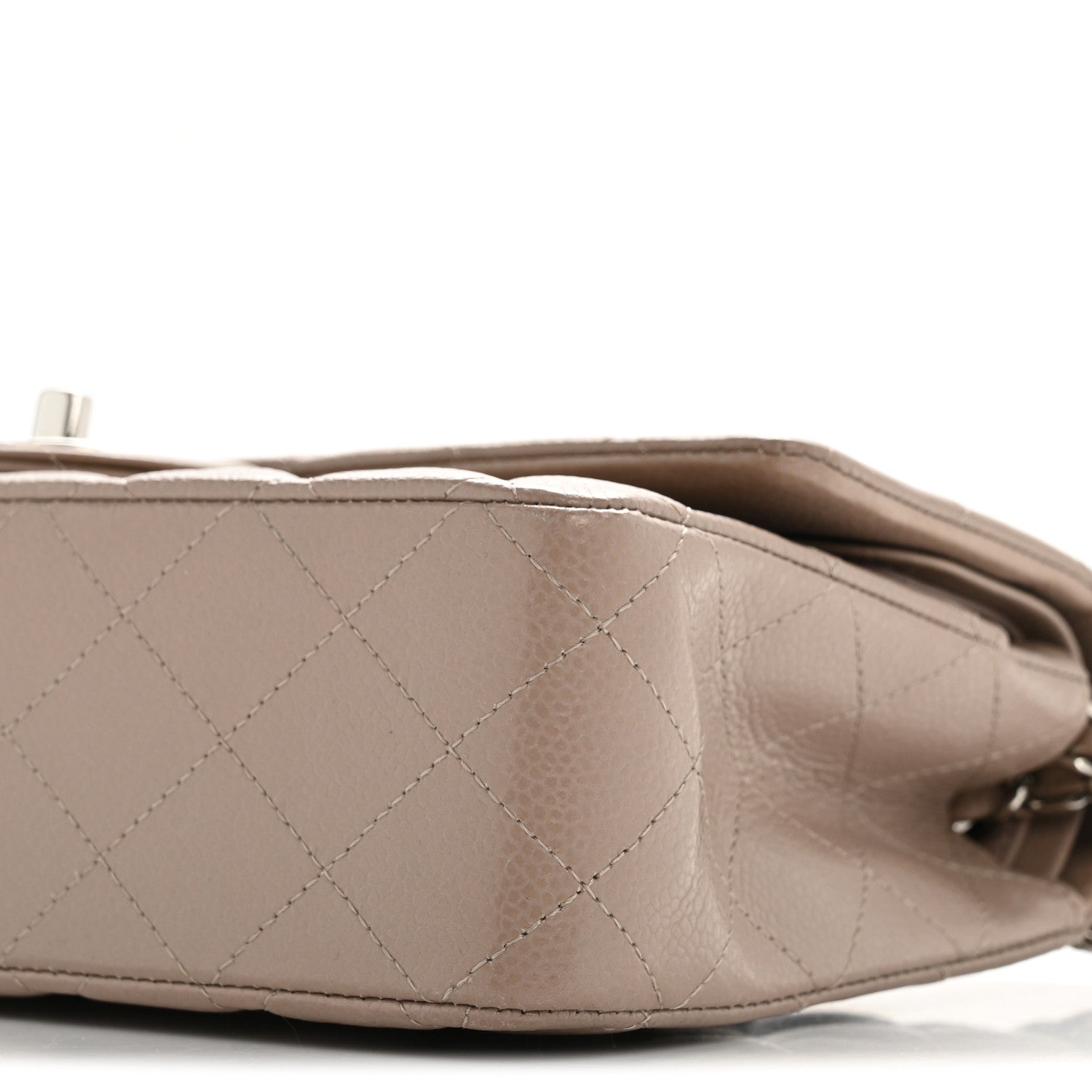 Caviar Quilted Medium Double Flap Taupe