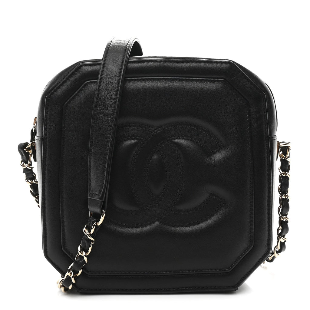 Calfskin CC Clock Camera Case Black