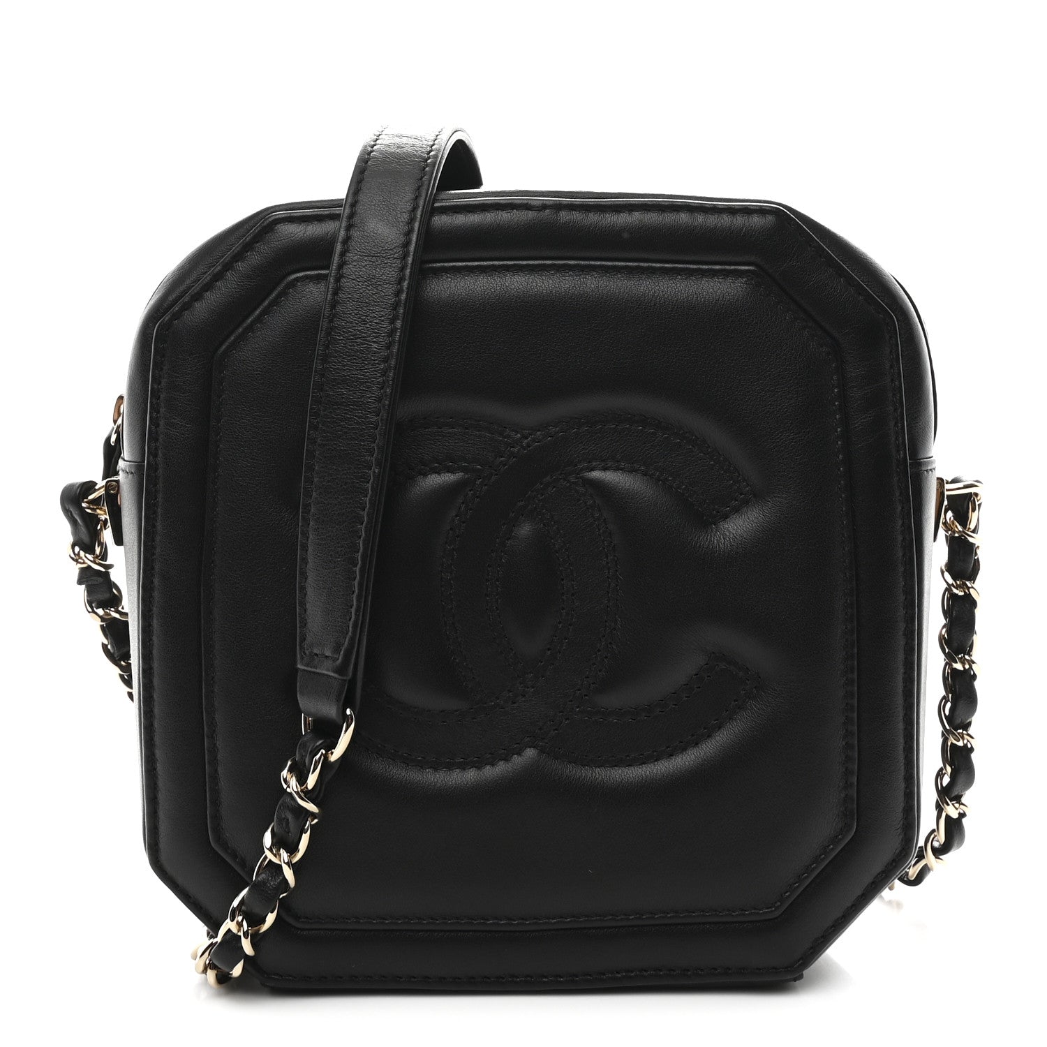 Calfskin CC Clock Camera Case Black