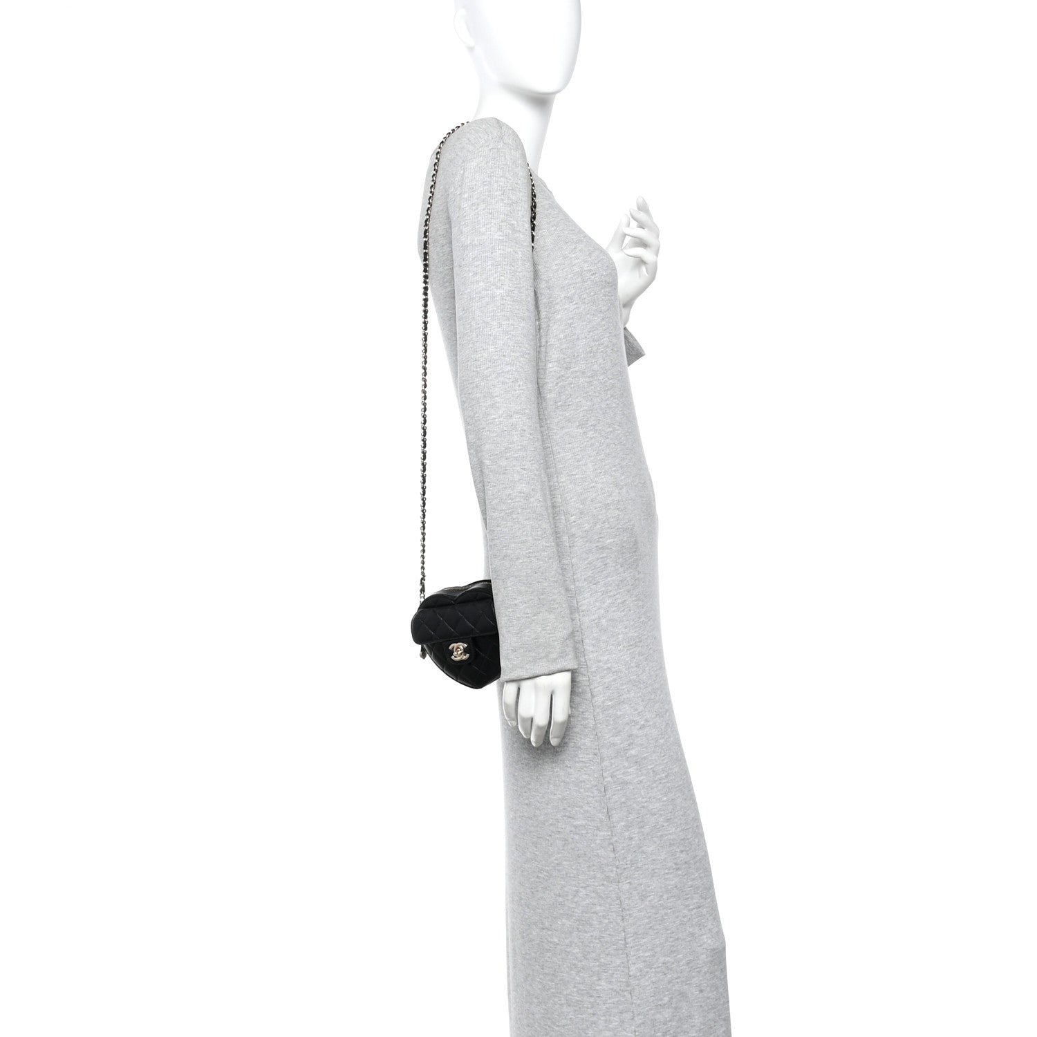 Lambskin Quilted CC In Love Heart Clutch With Chain Black