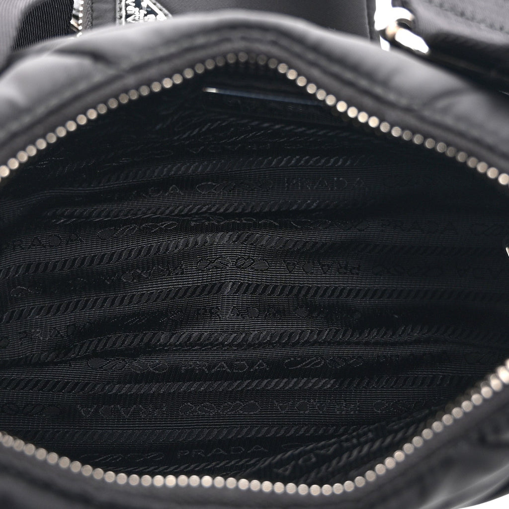 Re-Nylon Triangle Padded Patchwork Shoulder Bag Black