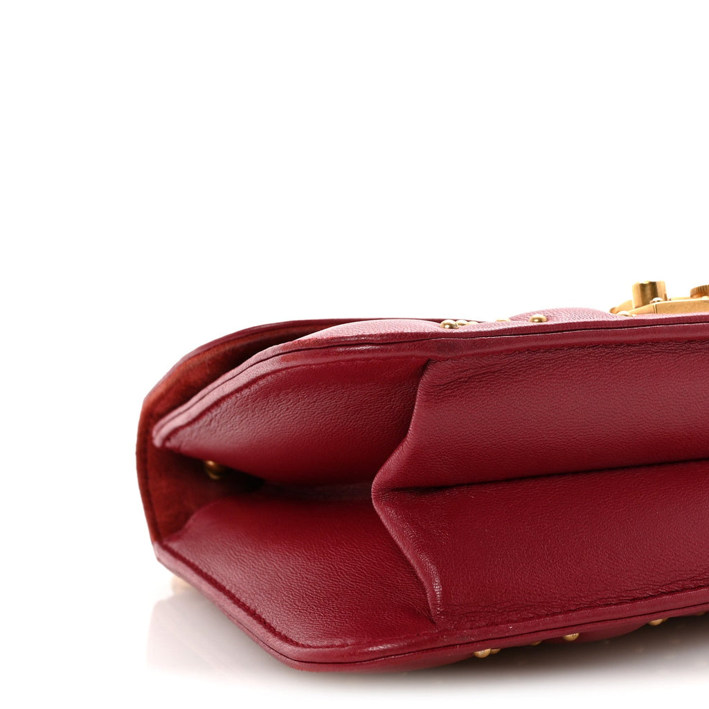 Lambskin Cannage Studded Small Dioraddict Flap Bag Red