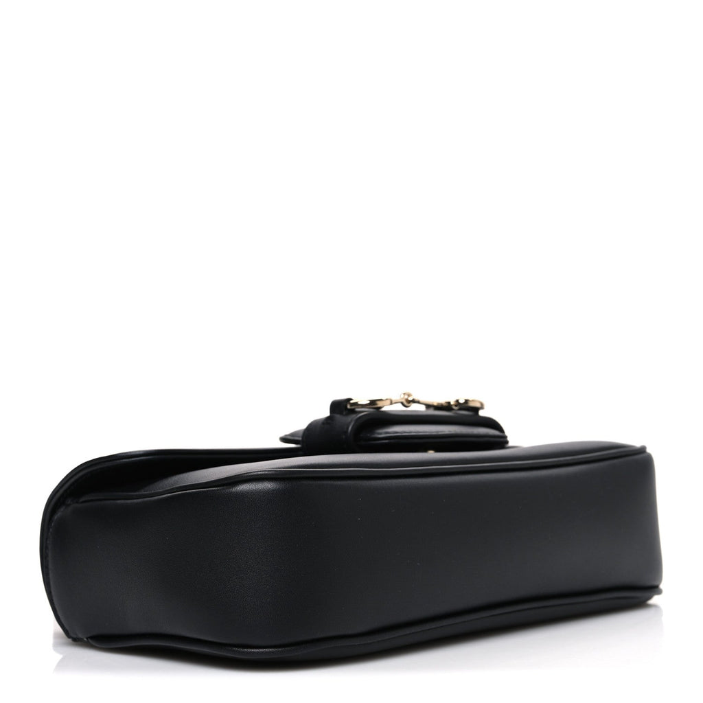 Calfskin Horsebit 1955 Small Soft Top Handle Shoulder Bag Black