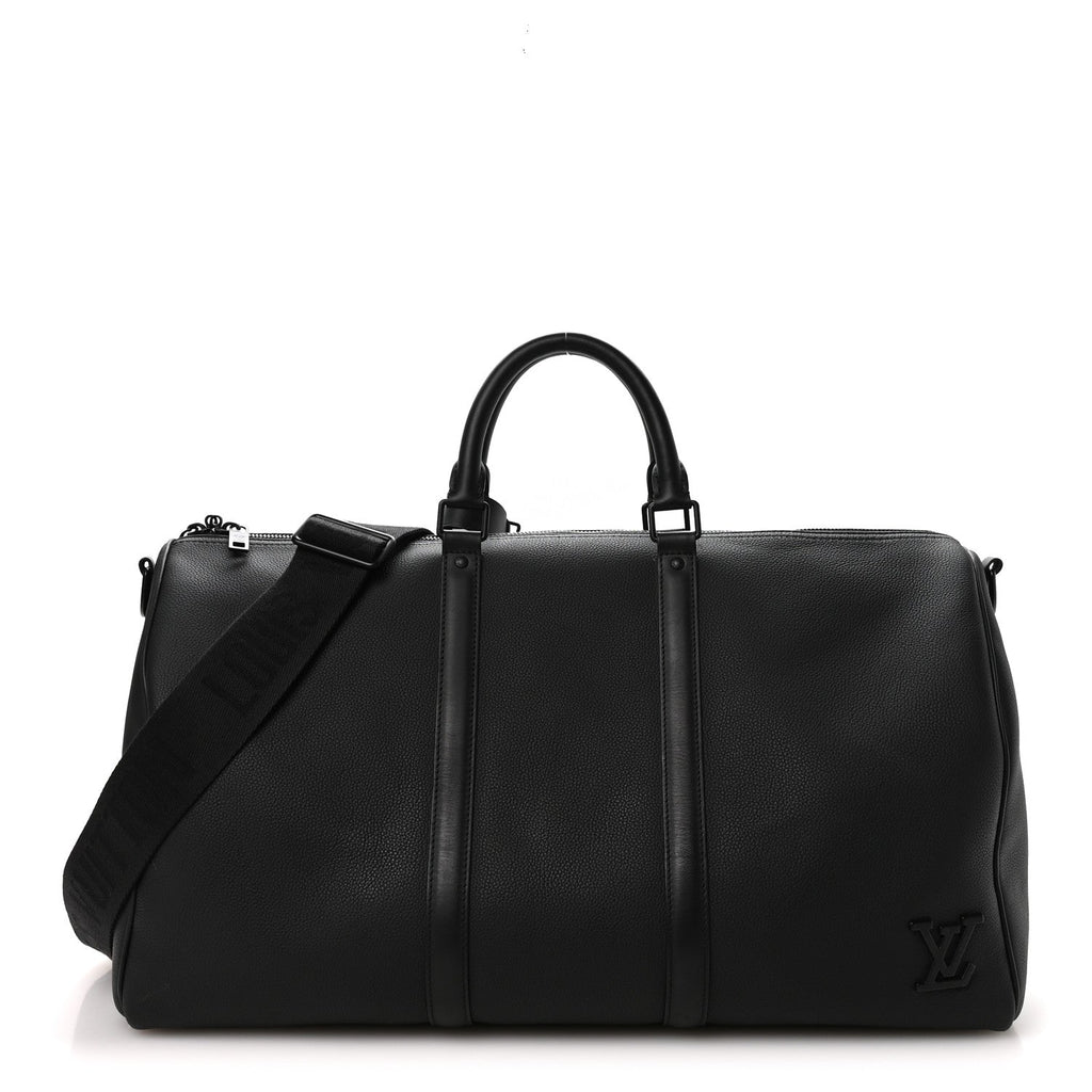 Grained Calfskin Aerogram Keepall Bandouliere 50 Black