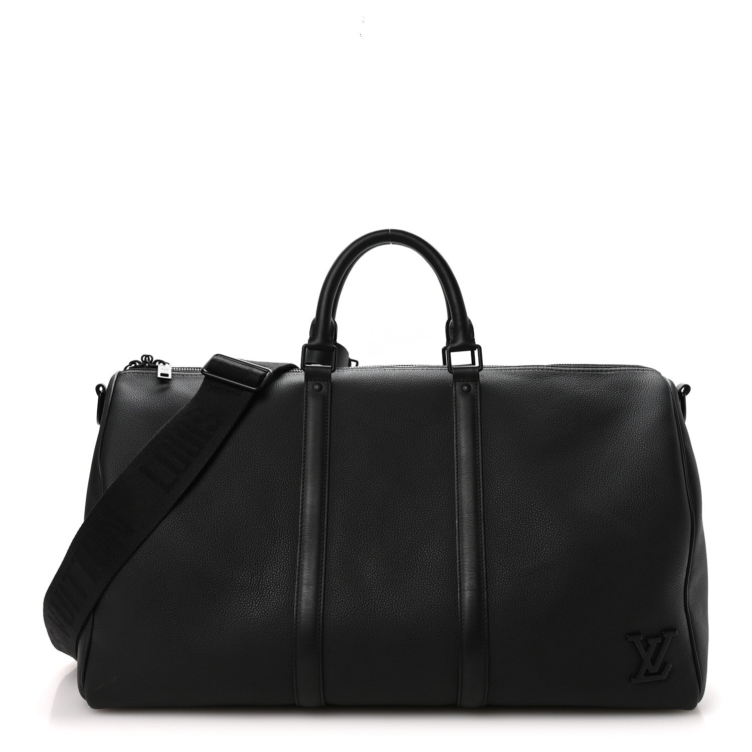 Grained Calfskin Aerogram Keepall Bandouliere 50 Black