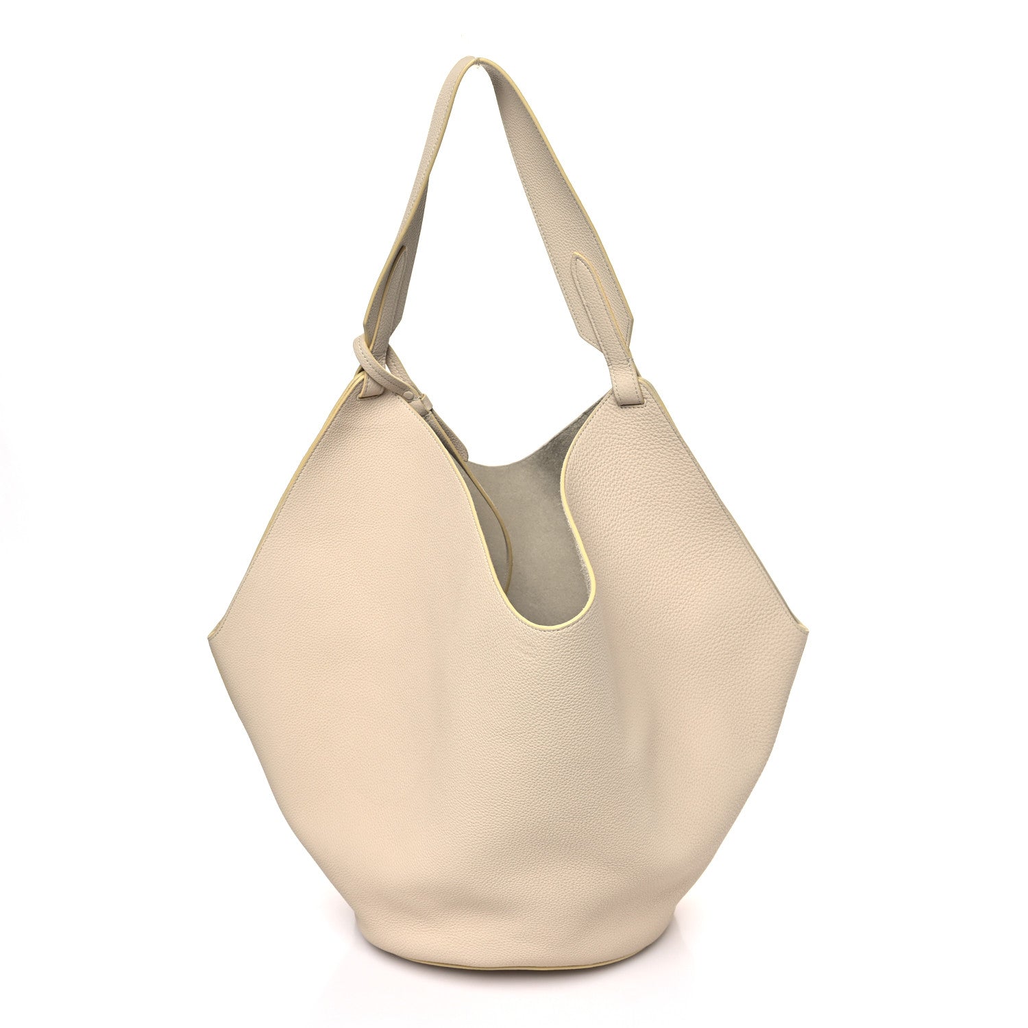 Pebbled Sport Calfskin Medium Lotus Tote Ivory