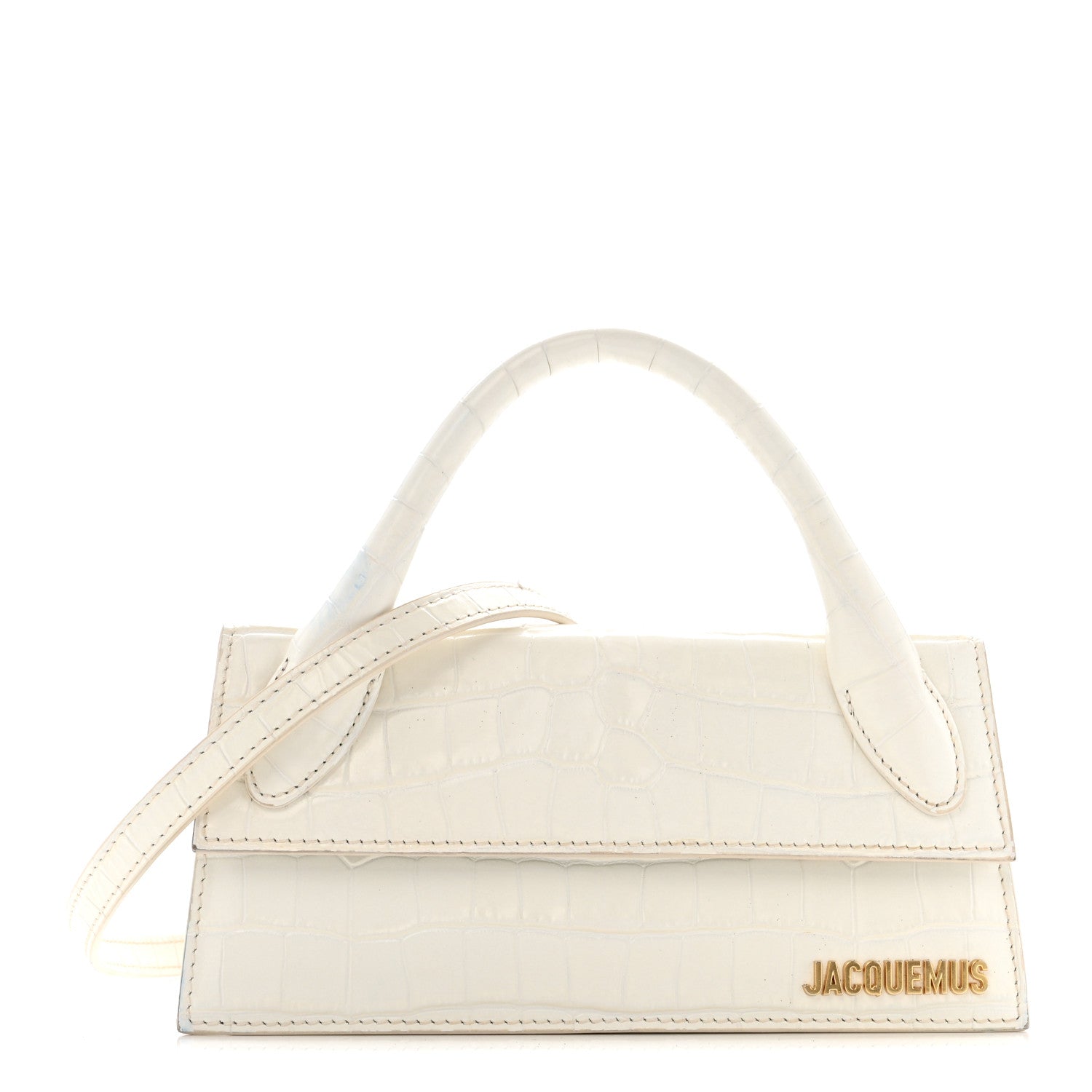 Calfskin Crocodile Embossed Le Chiquito Long White