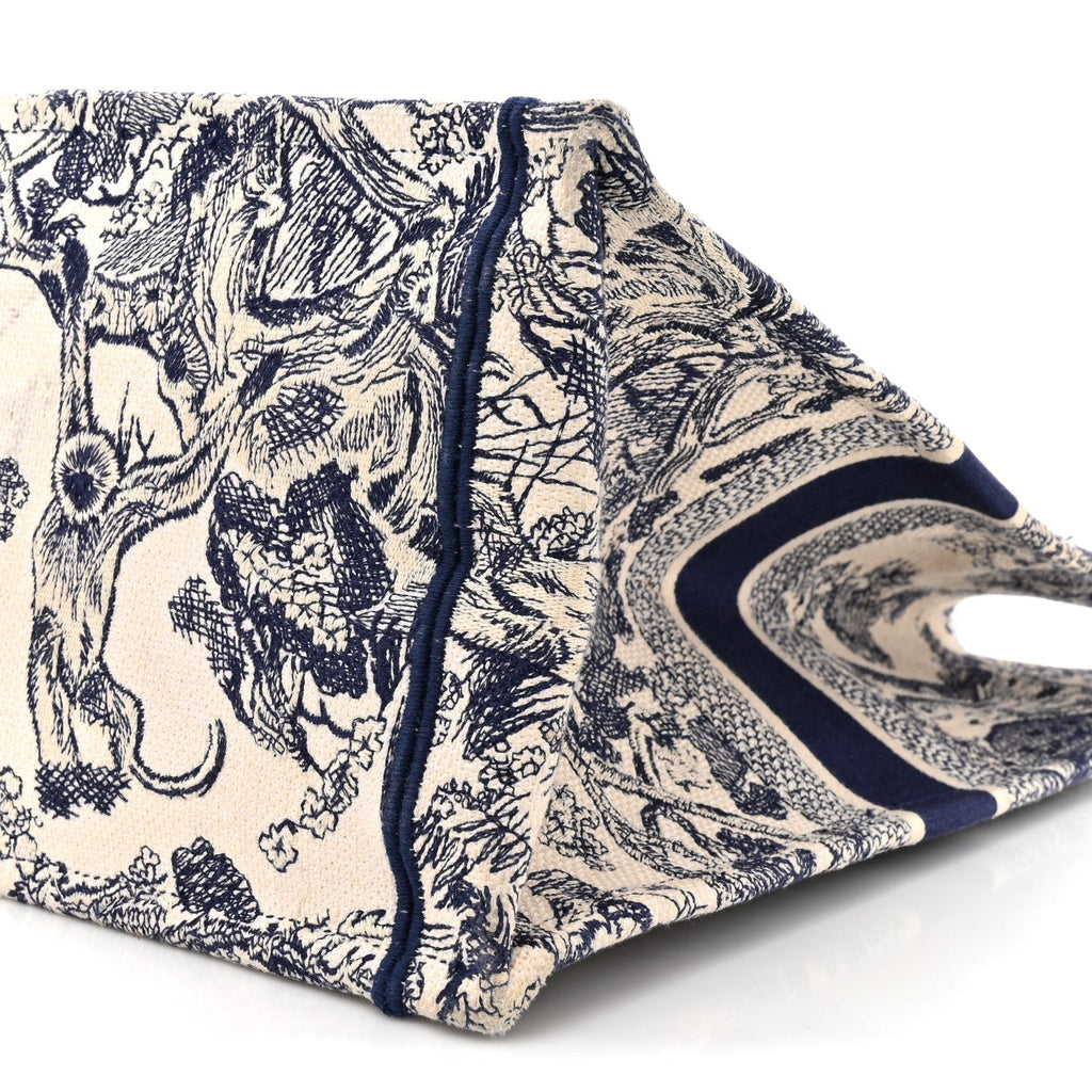Canvas Embroidered Large Dioriviera Toile De Jouy Book Tote Blue