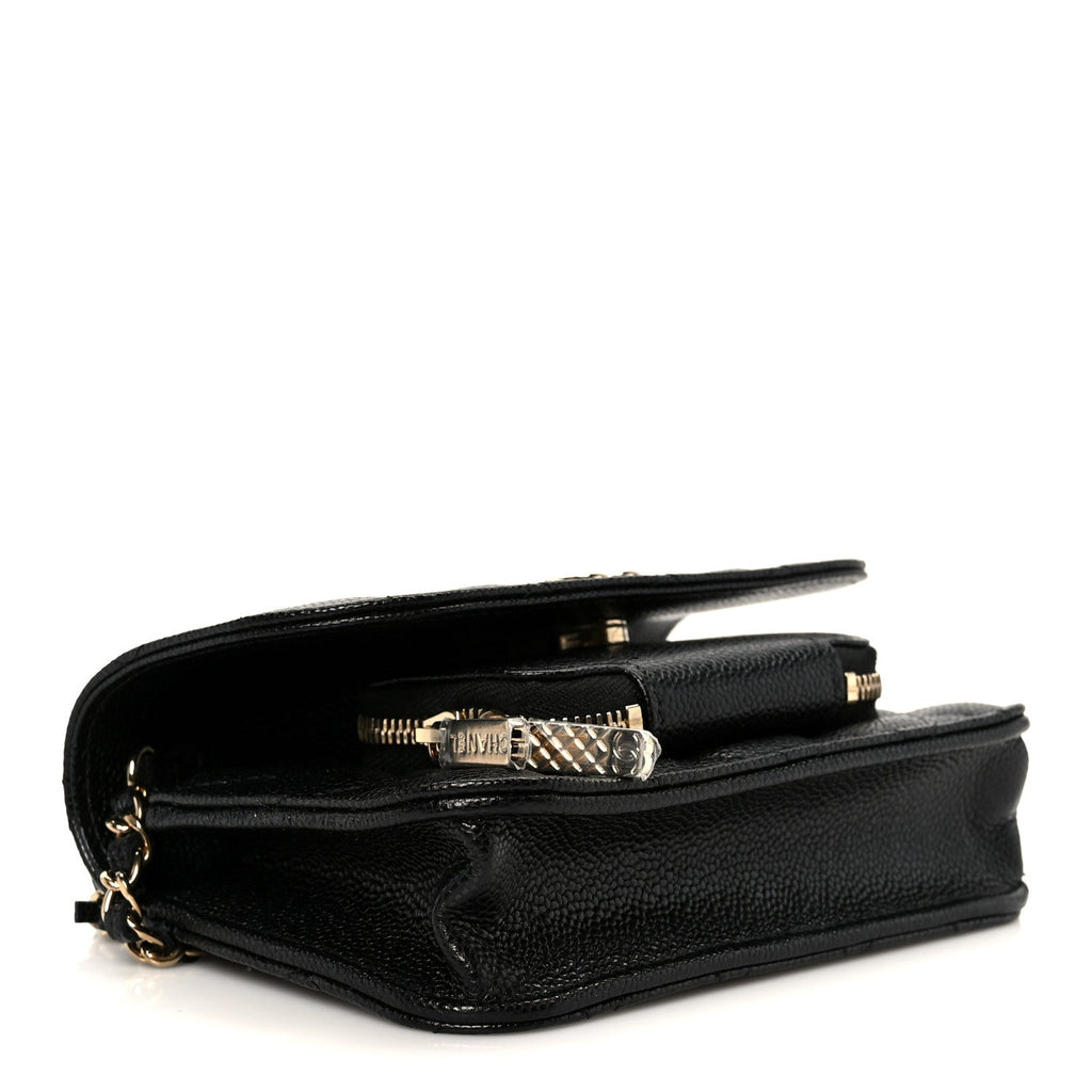Caviar Quilted Business Affinity Clutch With Chain Black