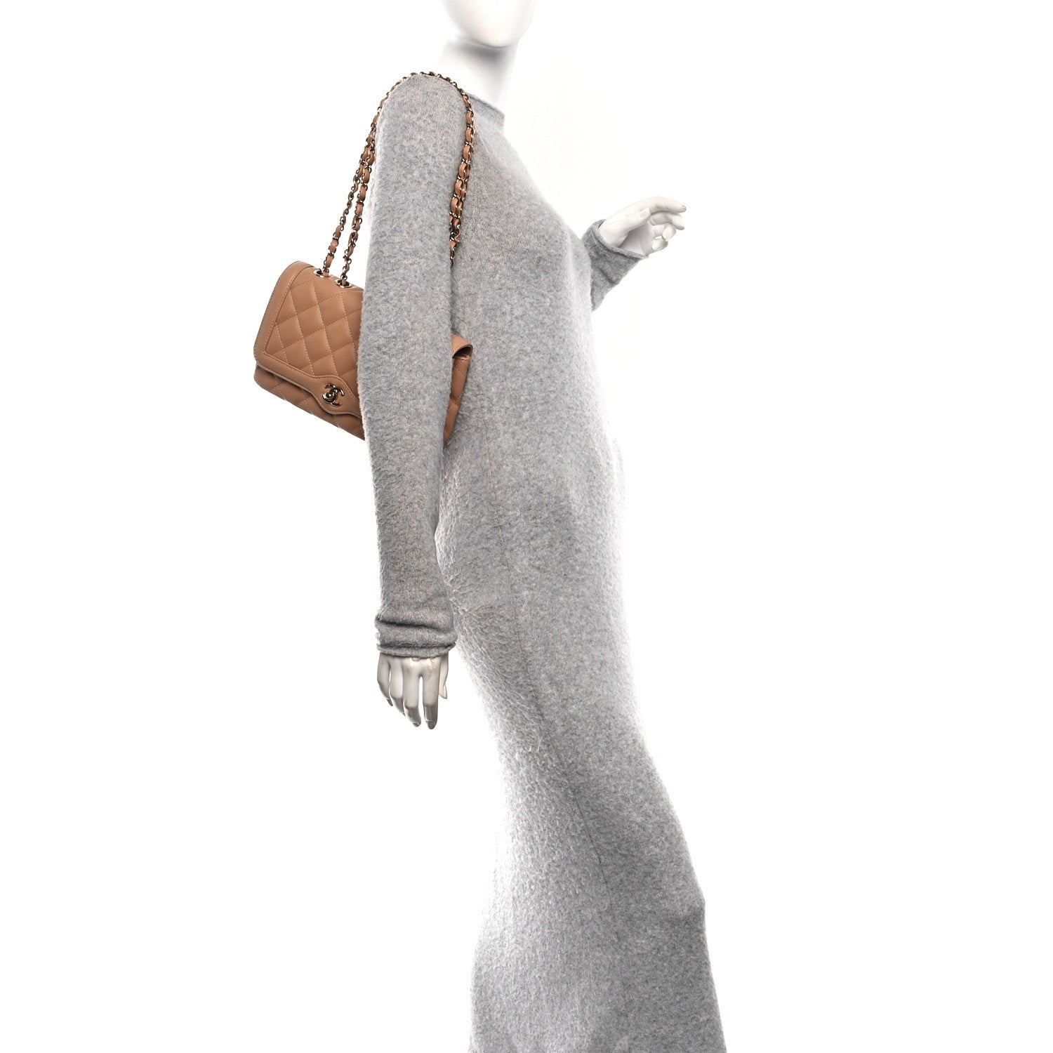 Lambskin Quilted Small Flap Bag Dark Beige