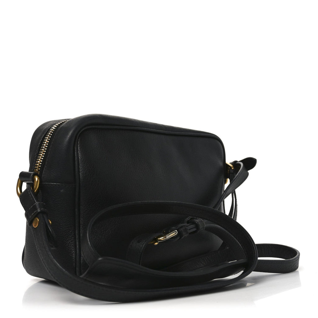 Glace Calfskin Embossed Logo Crossbody Black